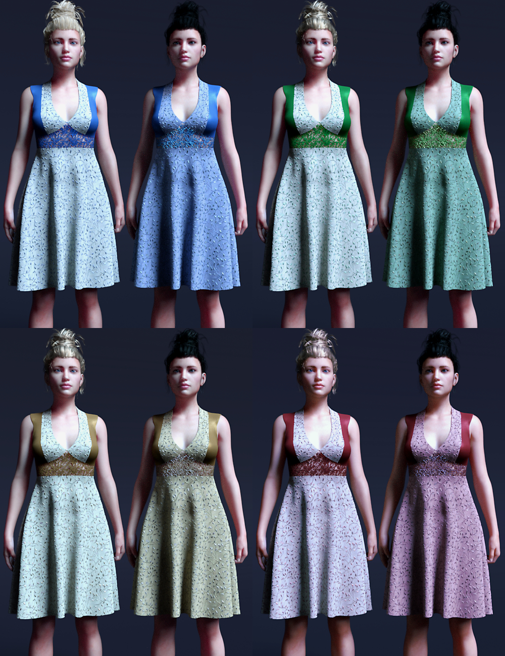 Peppermint Ivy Dress for Genesis 8 Female(s) by: Leviathan, 3D Models by Daz 3D