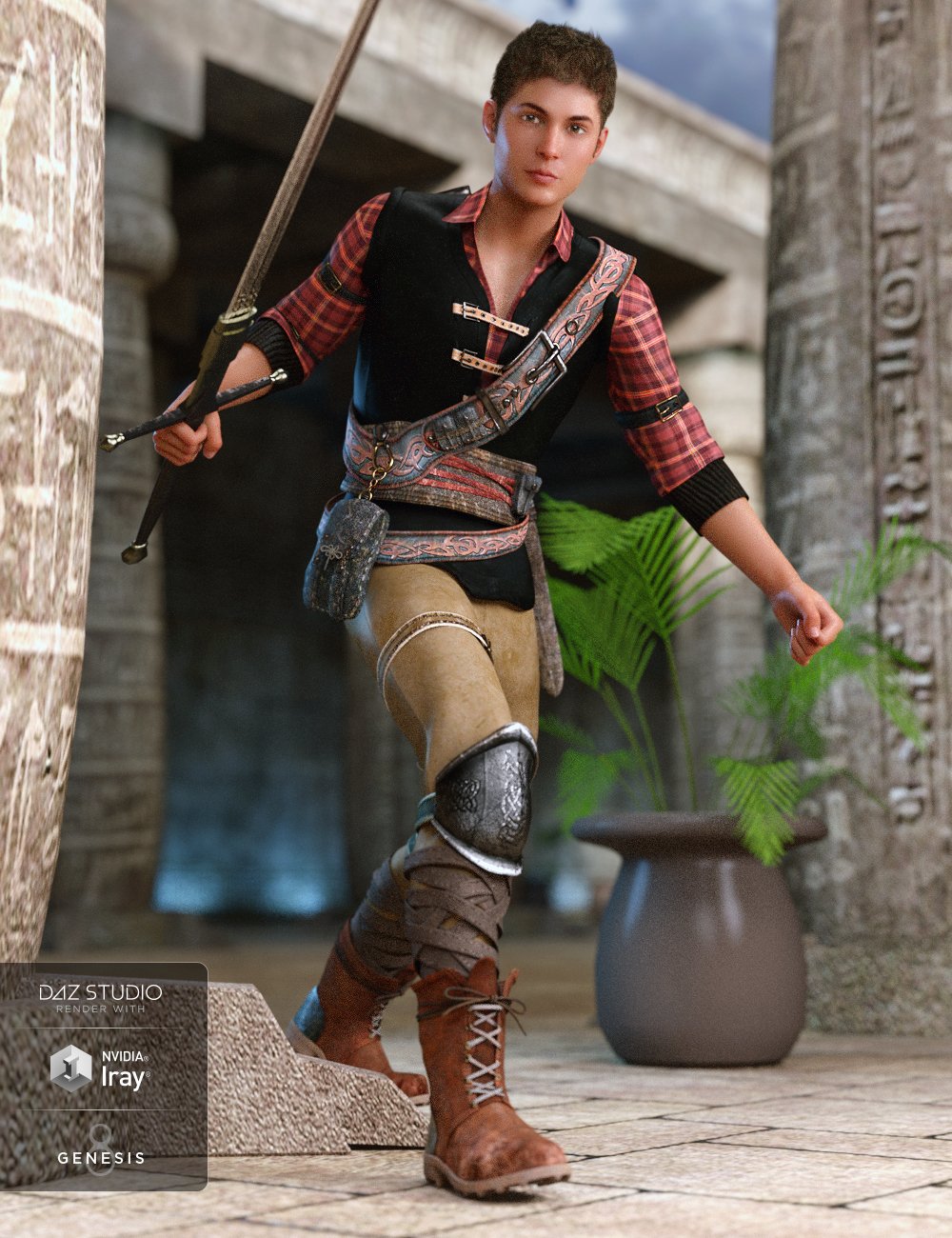 Time Rogue Outfit for Genesis 8 Male(s) by: Barbara BrundonShox-Design, 3D Models by Daz 3D