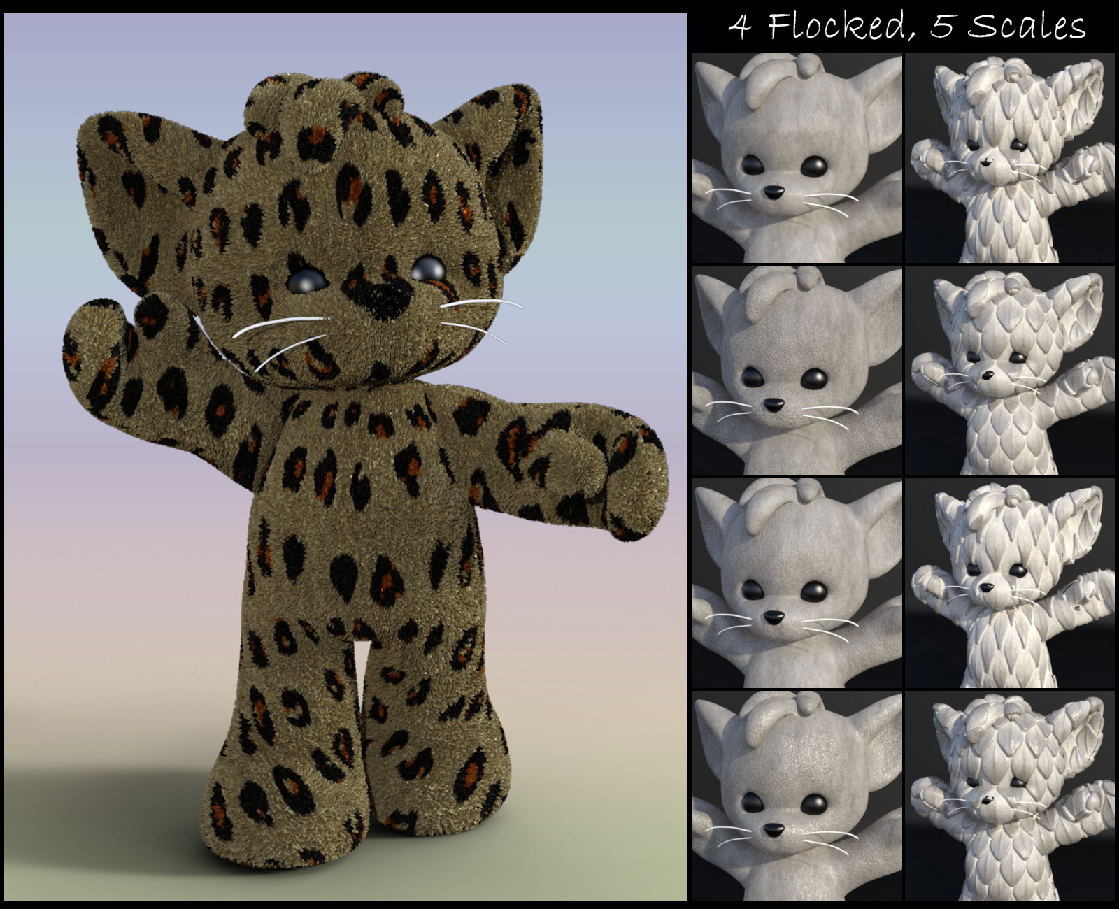 DG Iray Fur, Flocking, Scales Shader Presets by: IDG DesignsDestinysGarden, 3D Models by Daz 3D