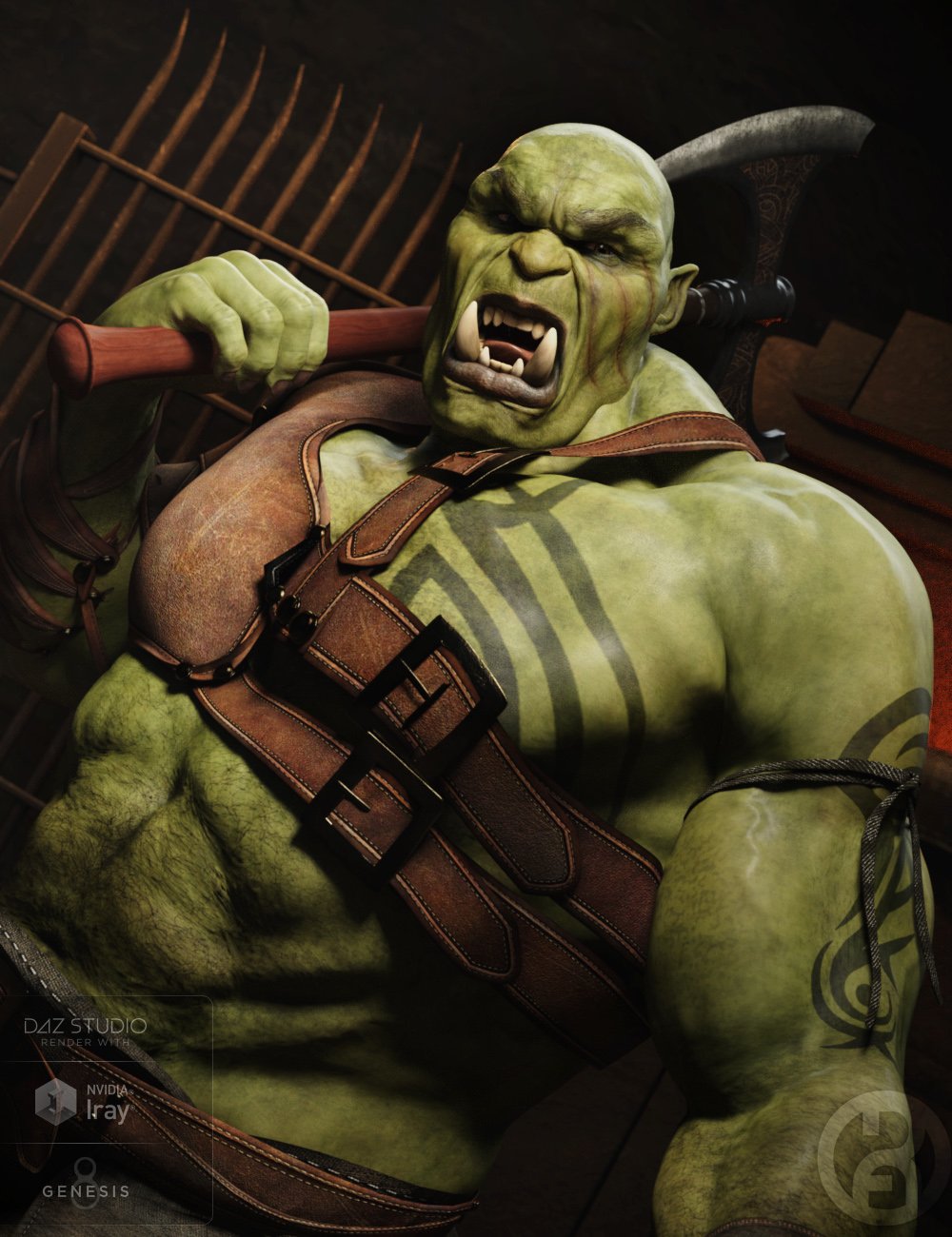Orc Brute for Genesis 8 Male by: RawArt, 3D Models by Daz 3D