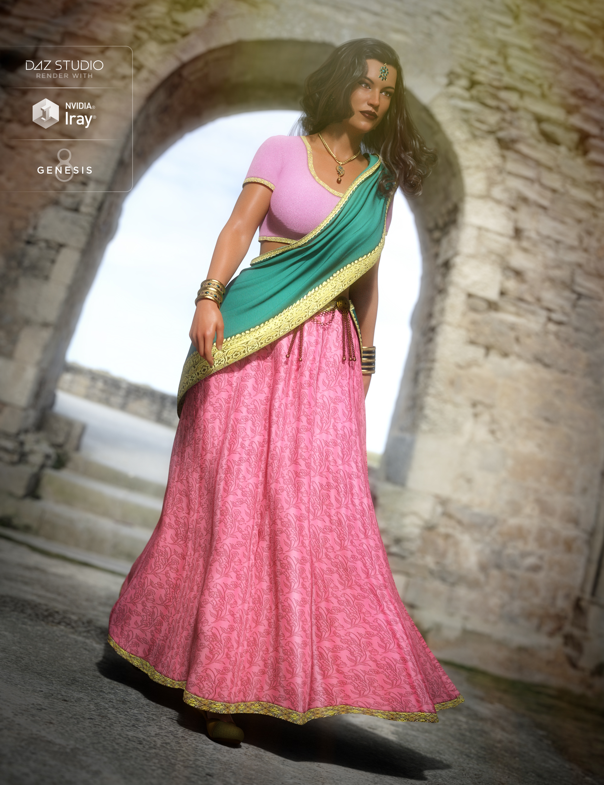 Saree for Genesis 8 Female and Victoria 8 by: Ravenhair, 3D Models by Daz 3D