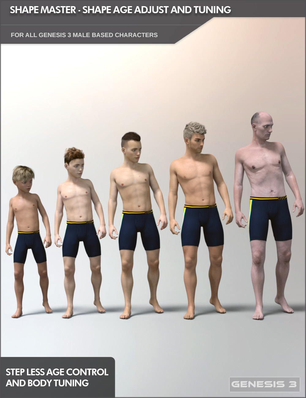 Easy Shape Master - Age Control and Body Tuning for Genesis 3 Male by: SF-Design, 3D Models by Daz 3D