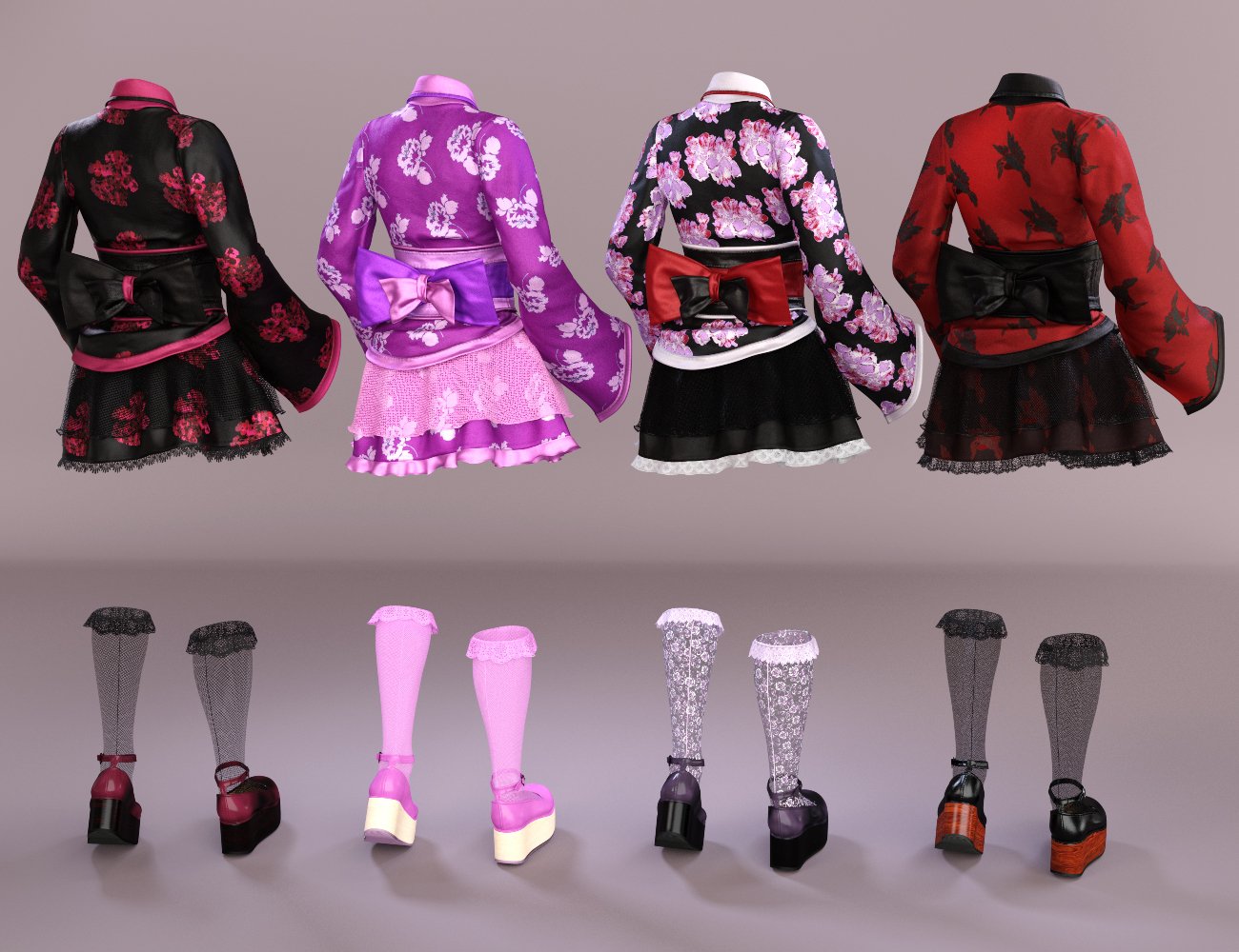 Kawaii Kimono Outfit Textures by: Linday, 3D Models by Daz 3D