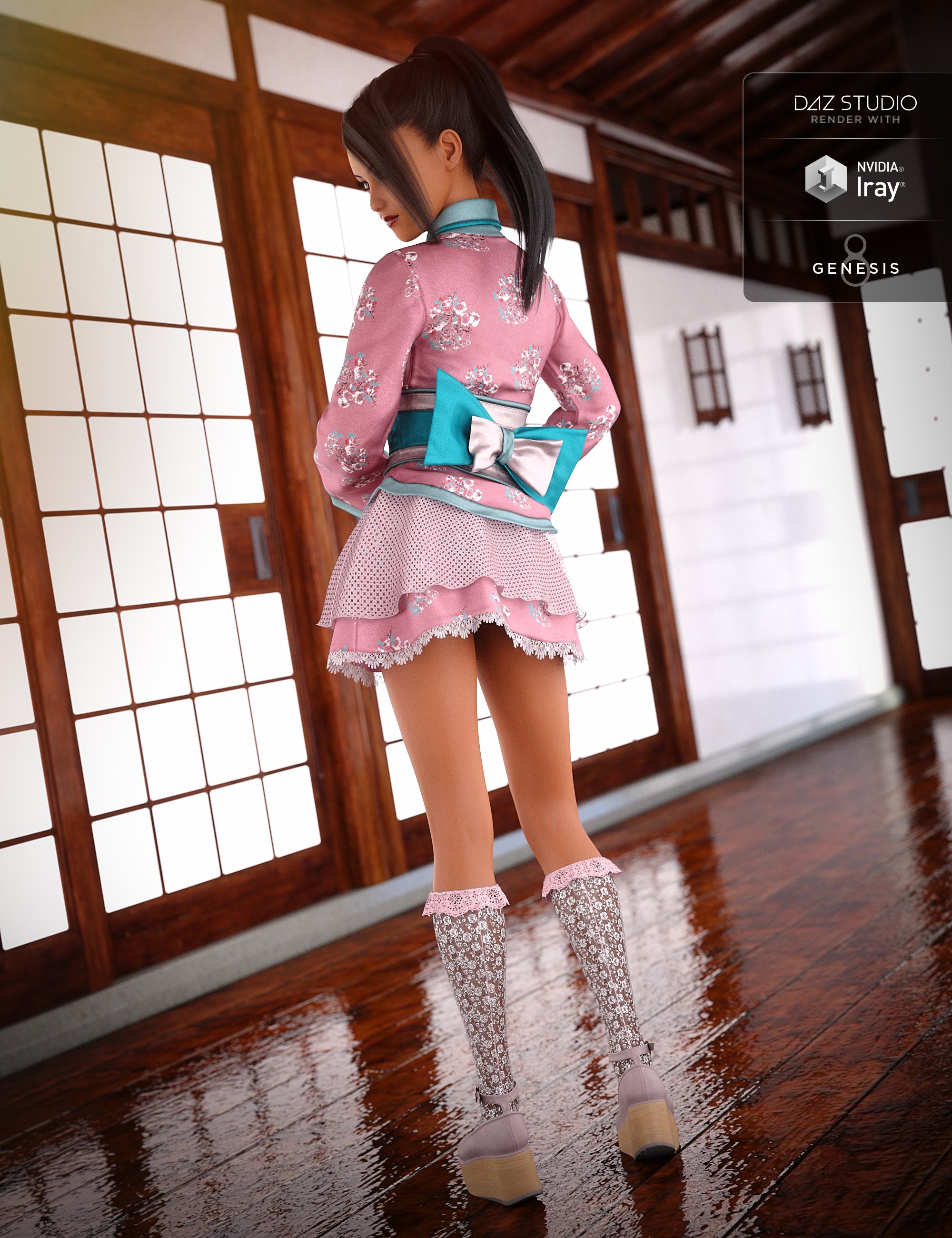 Kawaii Kimono Outfit for Genesis 8 Female(s) by: Linday, 3D Models by Daz 3D