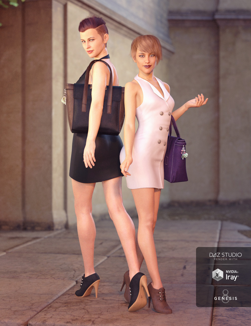 Blazer Dress with Tote Bag Textures by: Shox-Design, 3D Models by Daz 3D