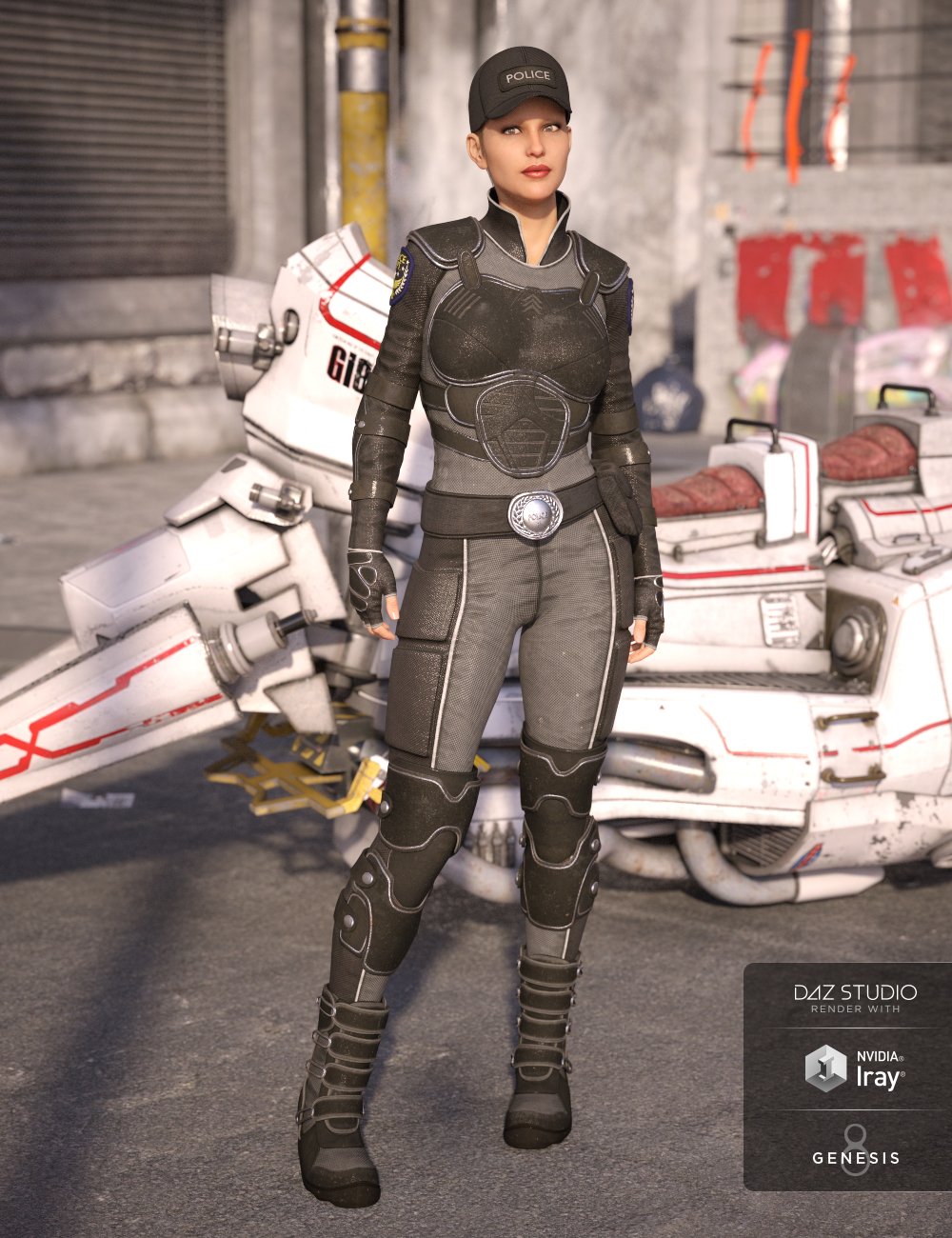 Sci-fi Police Outfit for Genesis 8 Female(s)
