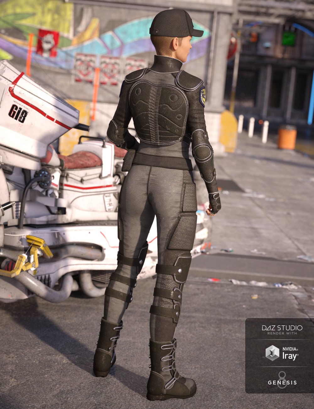 Sci-fi Police Outfit for Genesis 8 Female(s) by: Yura, 3D Models by Daz 3D