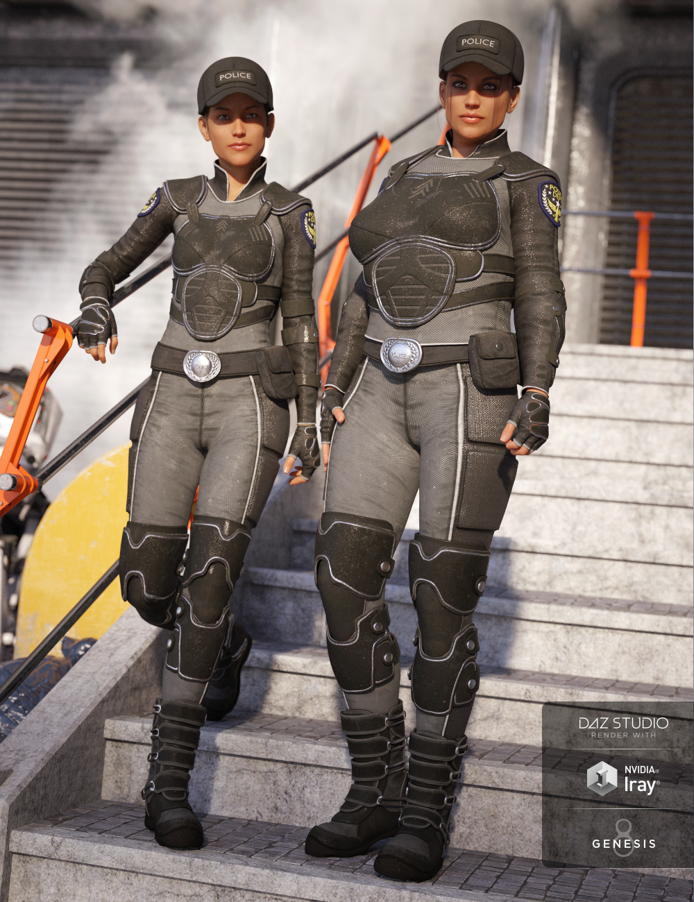 Sci-fi Police Outfit for Genesis 8 Female(s) by: Yura, 3D Models by Daz 3D
