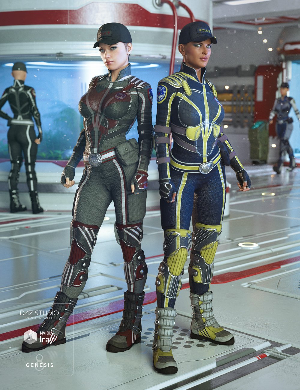 Sci-fi Police Outfit Textures by: Luthbellina, 3D Models by Daz 3D