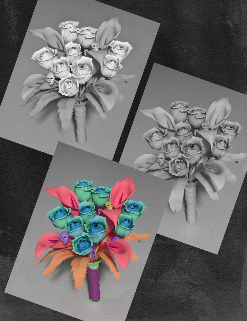 Gothic Flowers: Mix and Match Floral Bouquet by: Inkara, 3D Models by Daz 3D