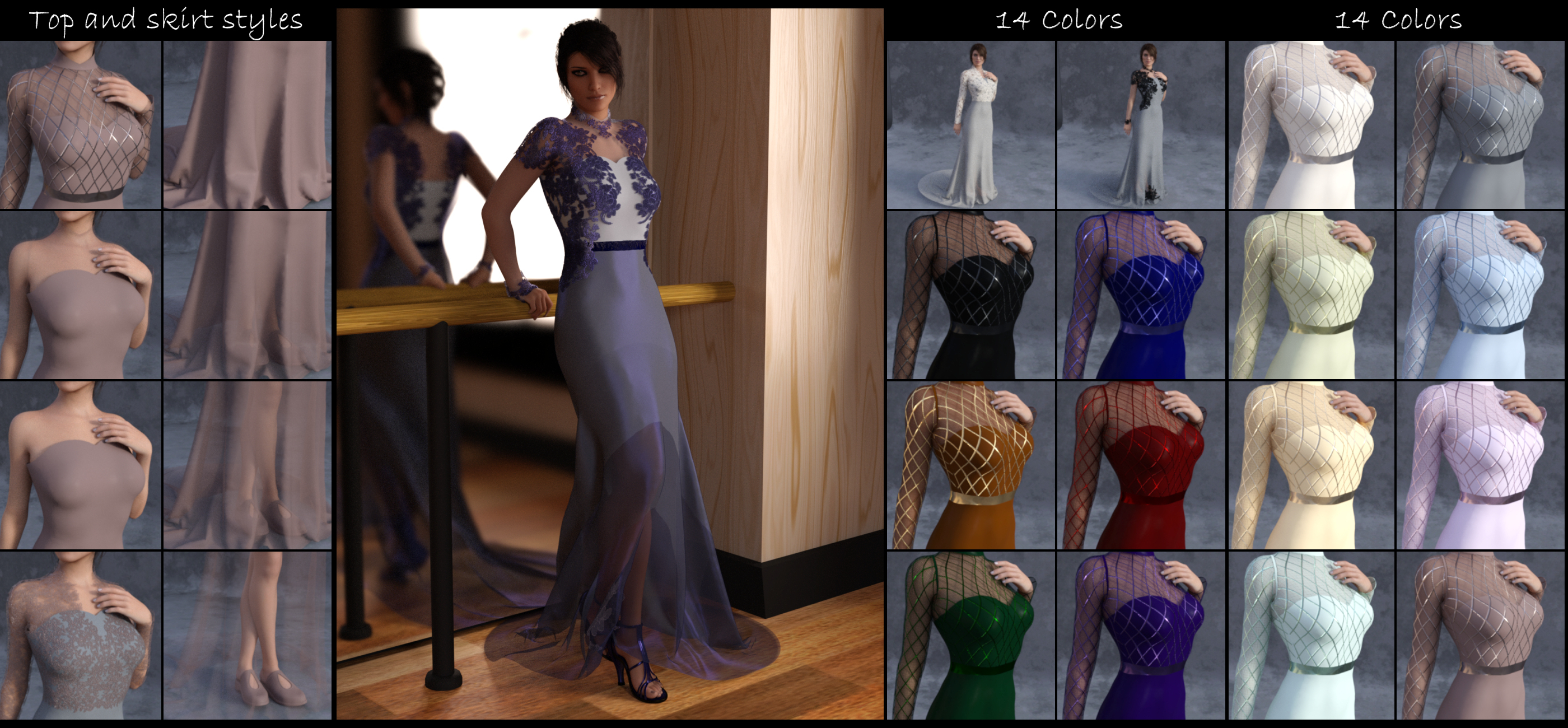 dForce Trumpet Dress for Genesis 3 and Genesis 8 Female(s) by: Aave NainenIDG DesignsDestinysGarden, 3D Models by Daz 3D
