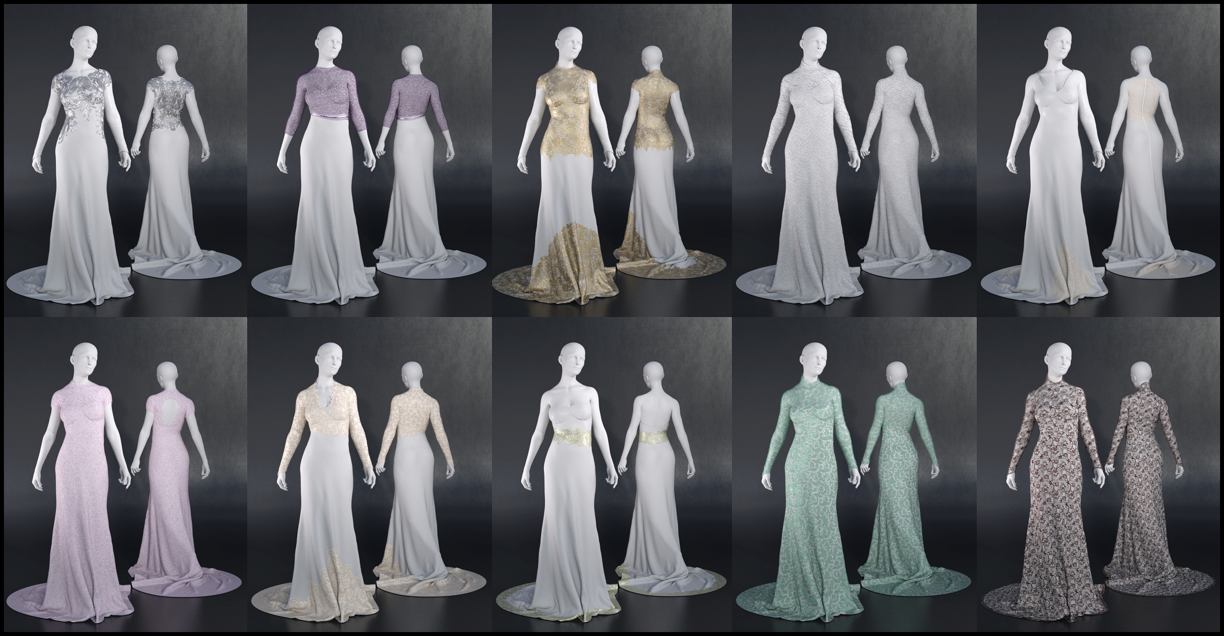 Bridal Styles for Trumpet Dress Bridal Styles for Trumpet Dress by: IDG DesignsDestinysGarden, 3D Models by Daz 3D