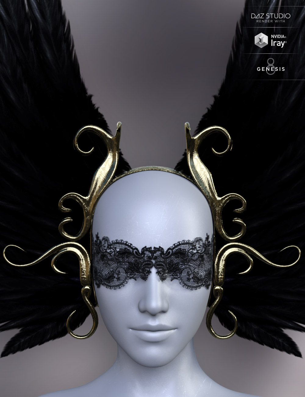 Raven Headwear for Genesis 3 and 8 Female(s) by: Lilflame, 3D Models by Daz 3D