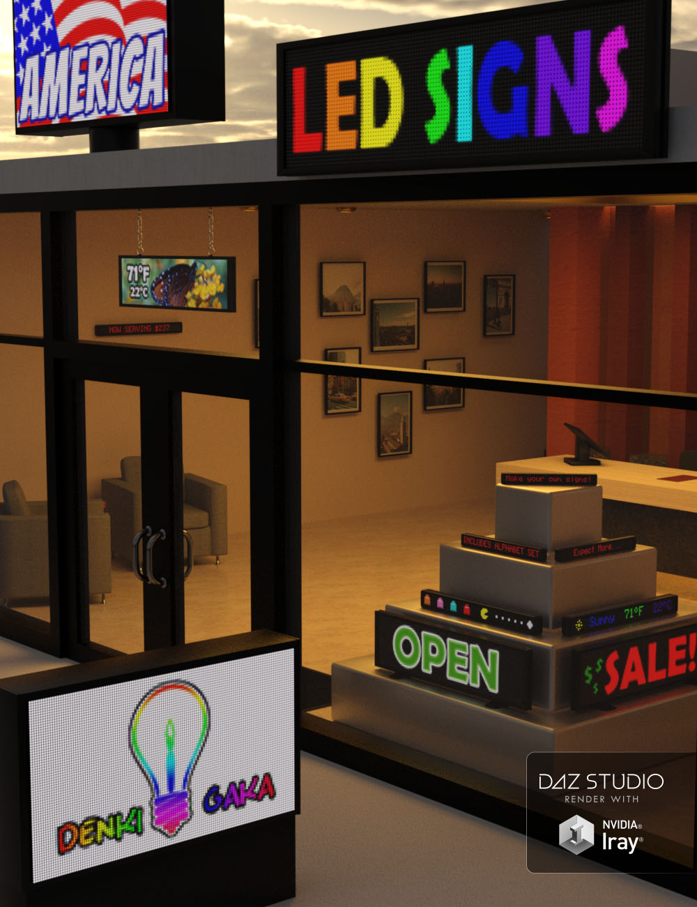 LED Signs by: Denki Gaka, 3D Models by Daz 3D
