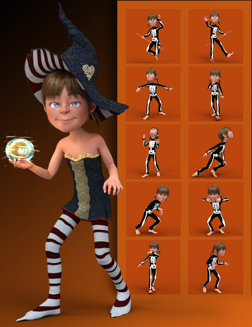 Halloween Poses for Toon Generations 2 by: Quixotry, 3D Models by Daz 3D