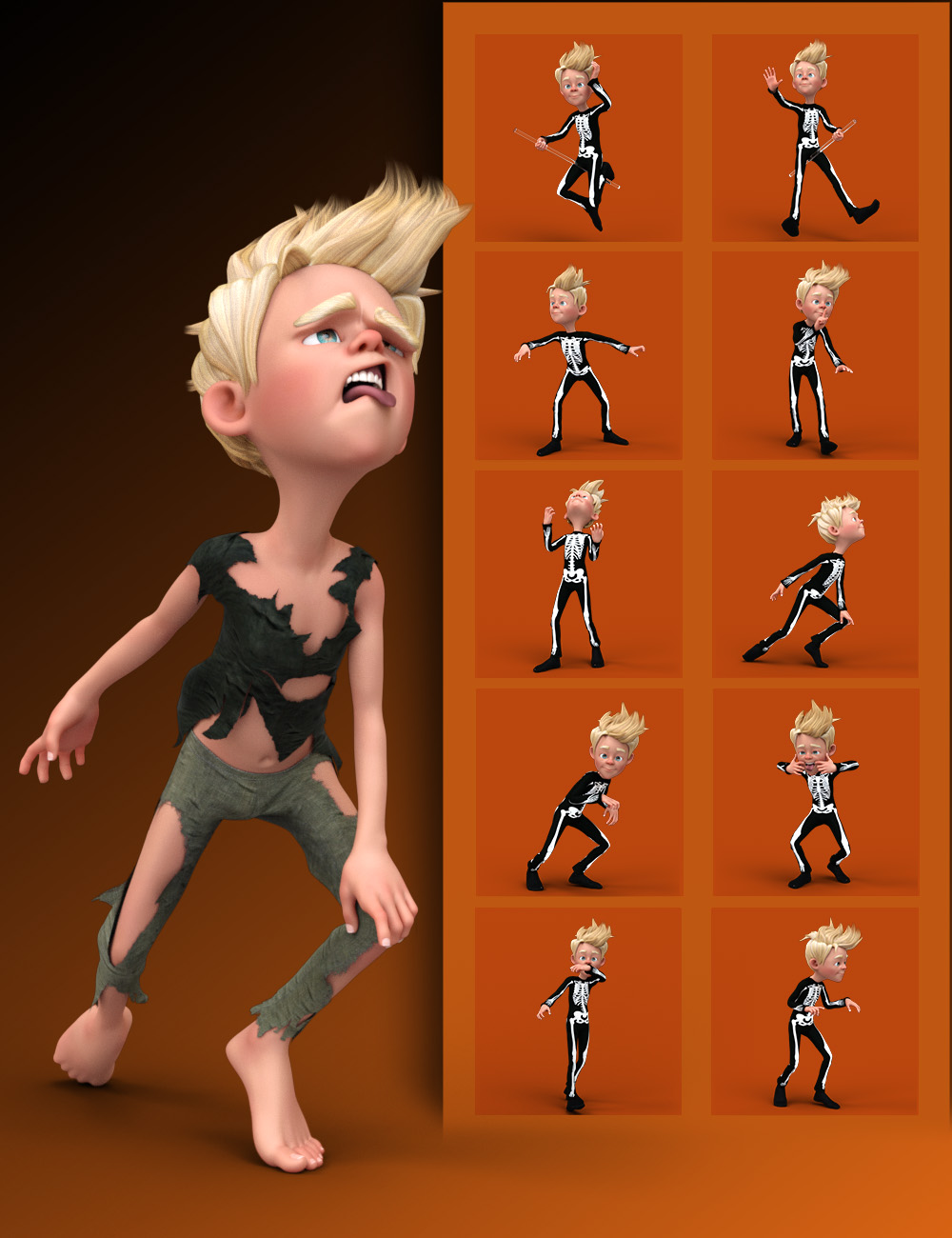 Halloween Poses for Toon Generations 2 by: Quixotry, 3D Models by Daz 3D
