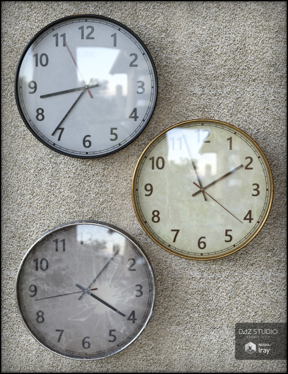 Modern Wall Clocks by: Fisty & Darc, 3D Models by Daz 3D