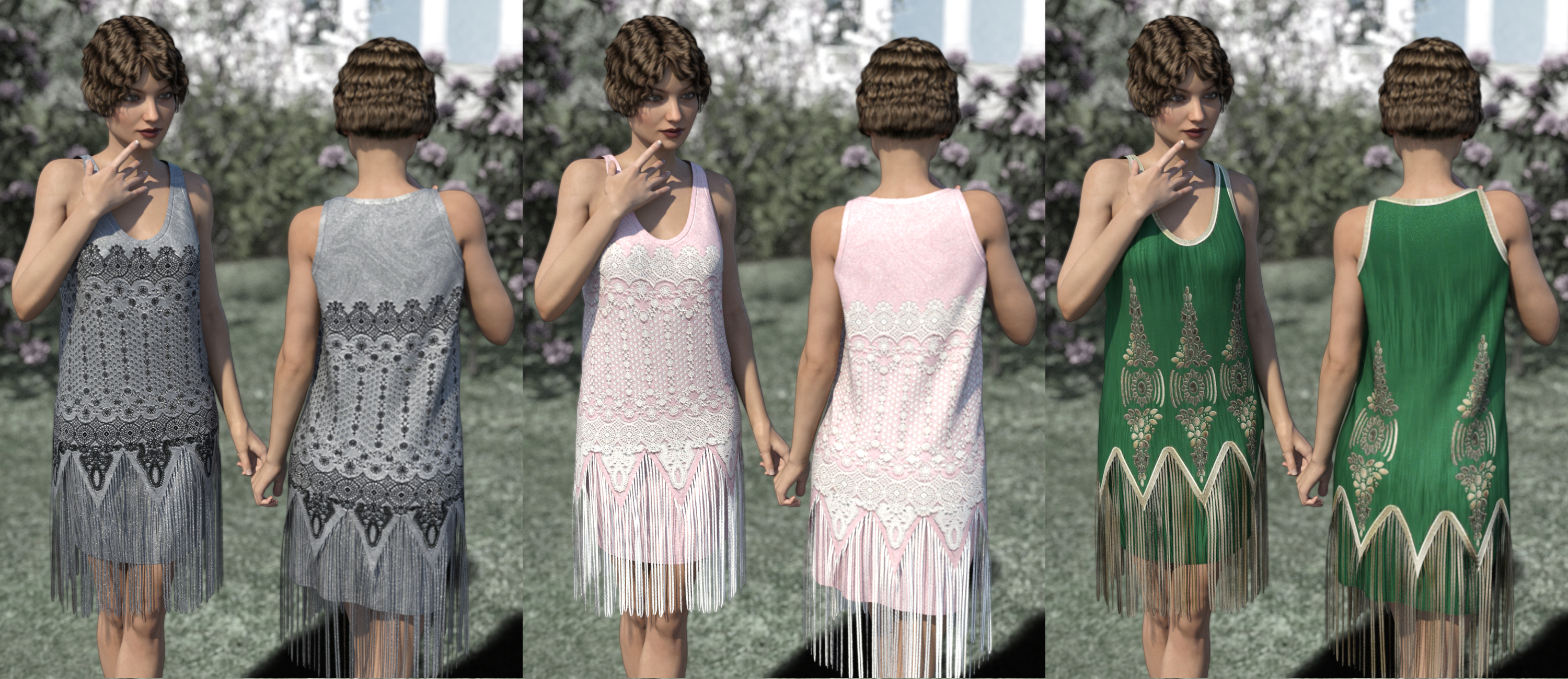dForce Golden Era Textures for Vintage Style Flapper Dress 01 by: Aave Nainen, 3D Models by Daz 3D