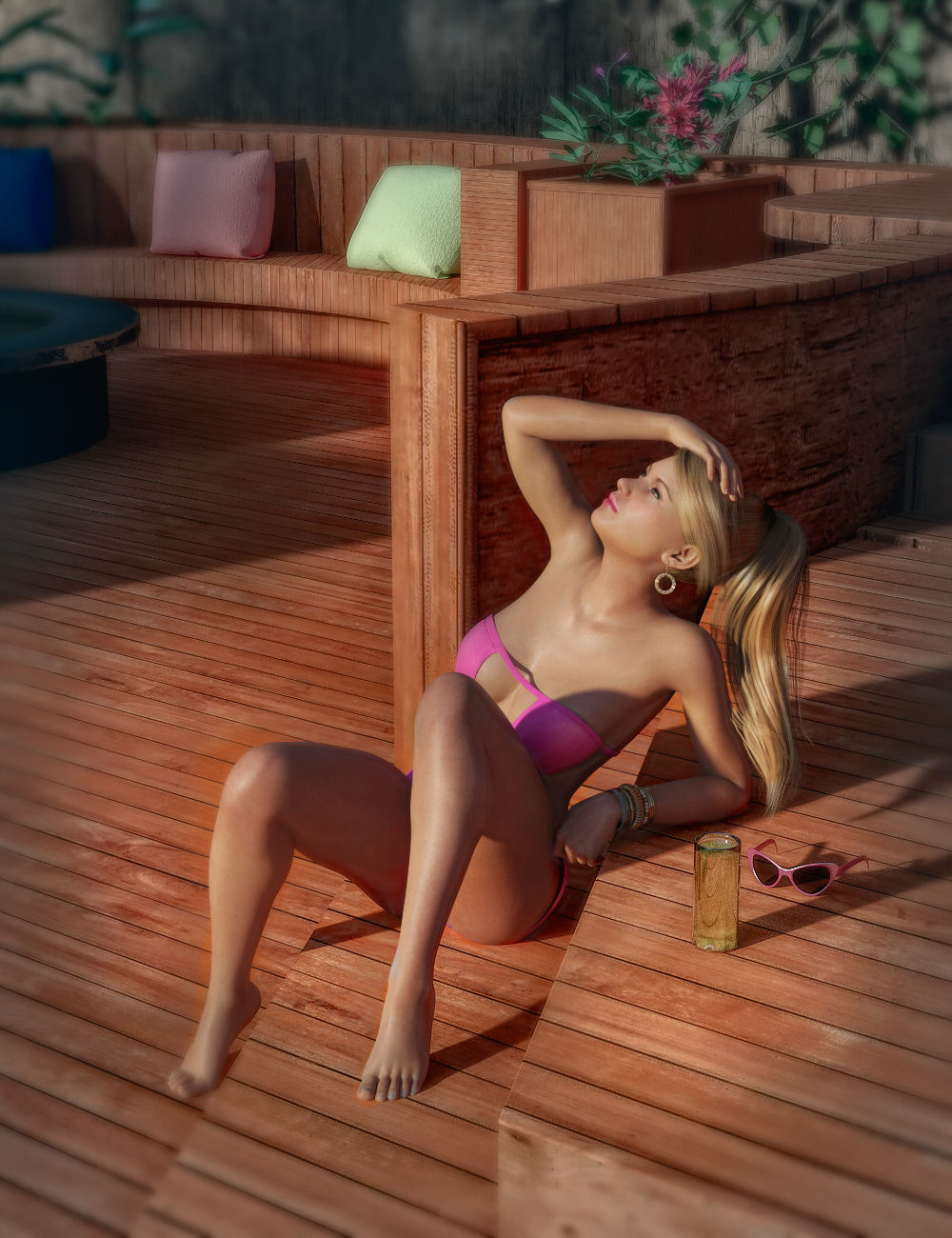 FG Jacuzzi Paradise Scene and Poses for Genesis 8 Female by: Fugazi1968, 3D Models by Daz 3D