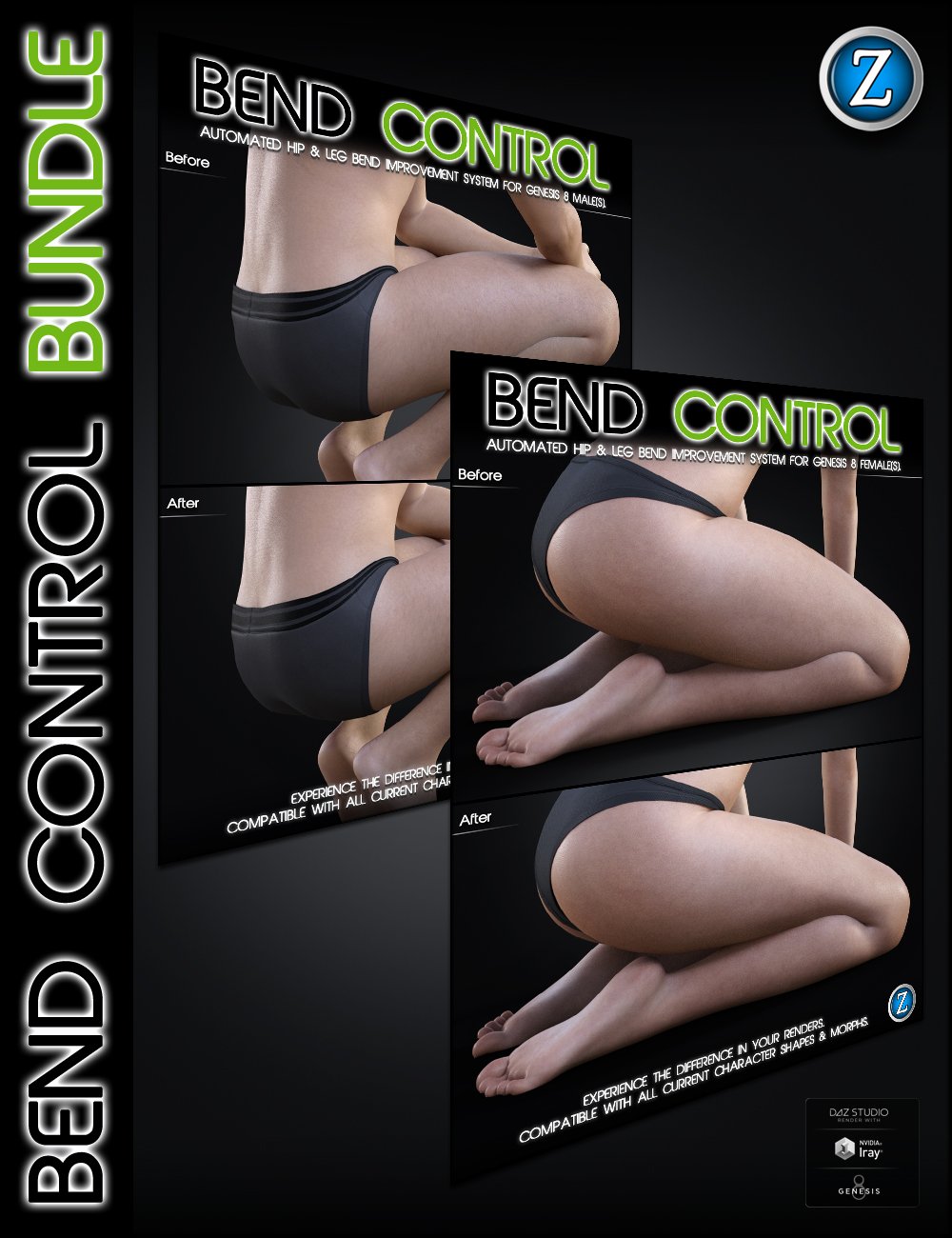 Bend Control Bundle for Genesis 8 Female(s) and Male(s) by: Zev0, 3D Models by Daz 3D