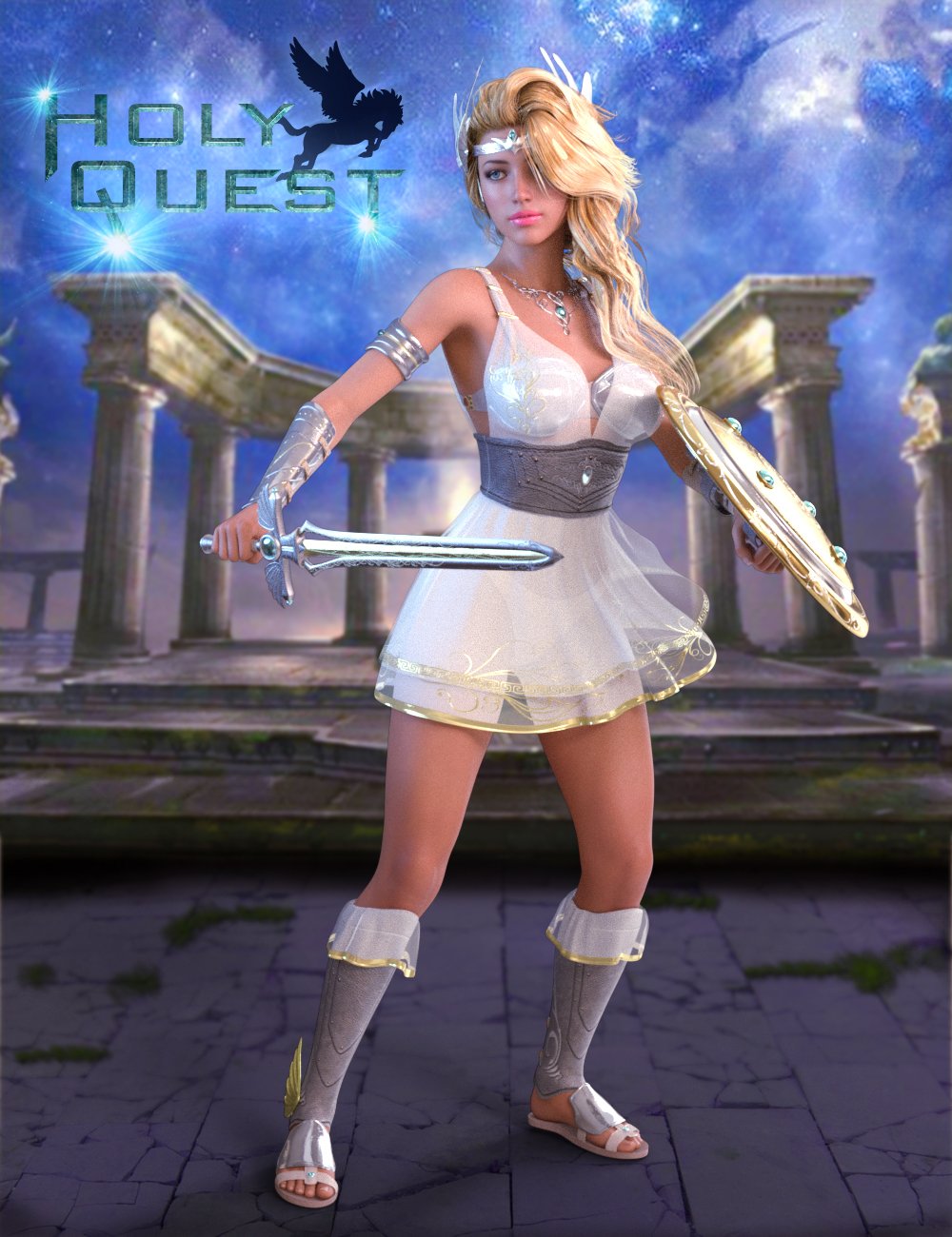 Holy Quest Outfit for Genesis 8 Female(s) by: Blue Rabbit, 3D Models by Daz 3D