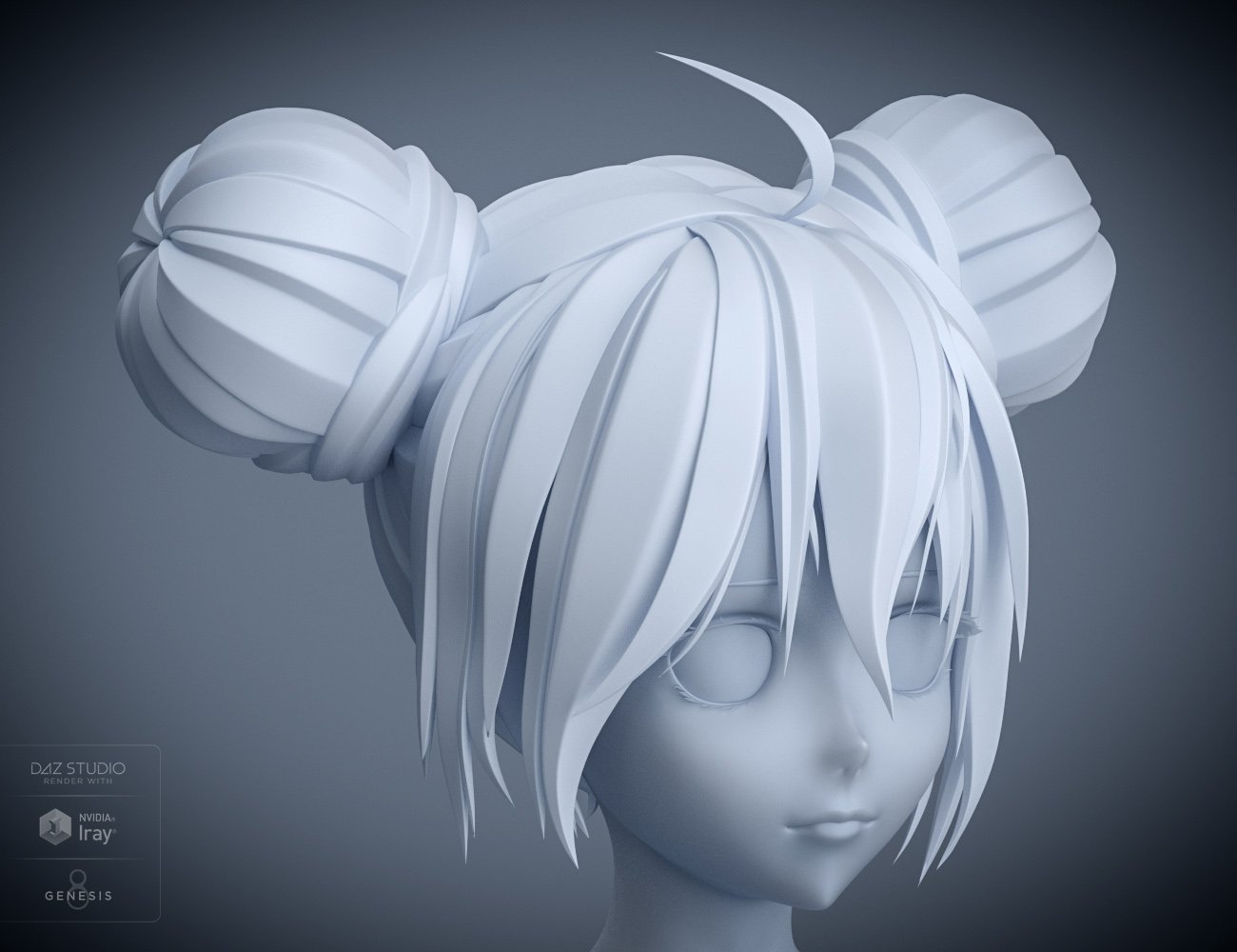 Anime Bun Hair for Genesis 8 Female(s) by: , 3D Models by Daz 3D