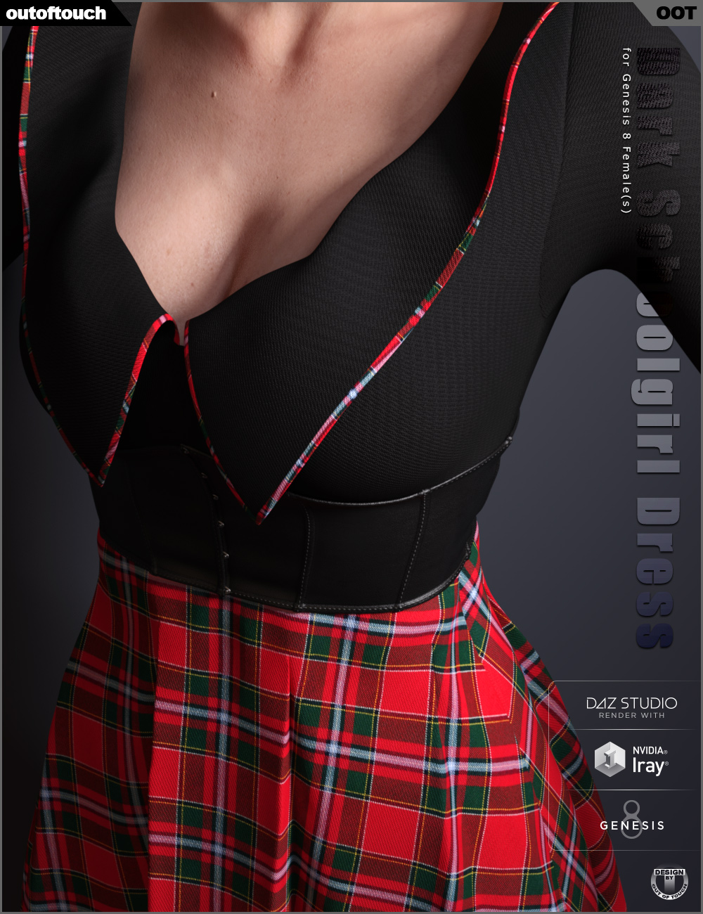 Dark Schoolgirl Dress for Genesis 8 Female(s) by: outoftouch, 3D Models by Daz 3D