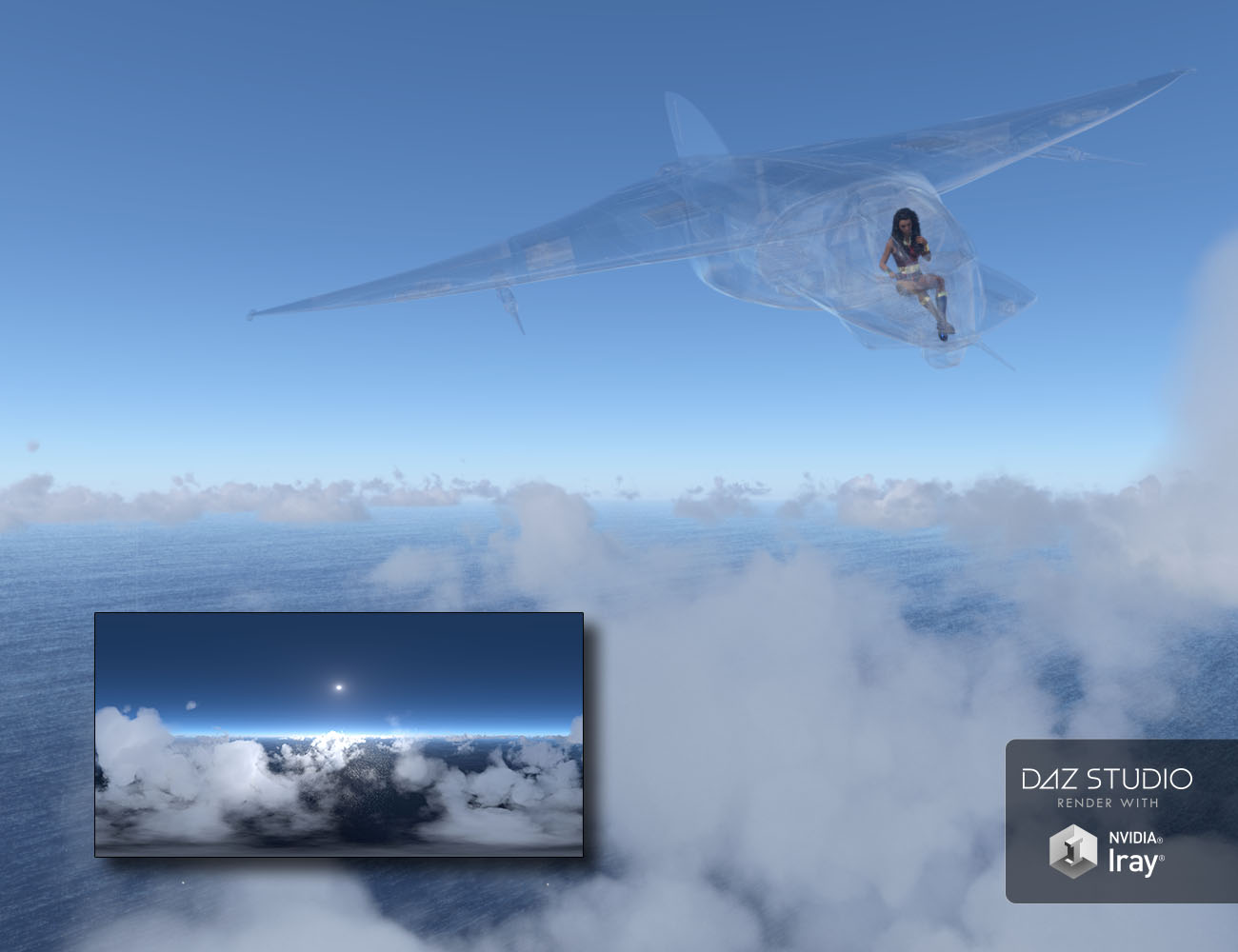 Fantasy IBL - Above the Clouds HDRI by: Denki Gaka, 3D Models by Daz 3D
