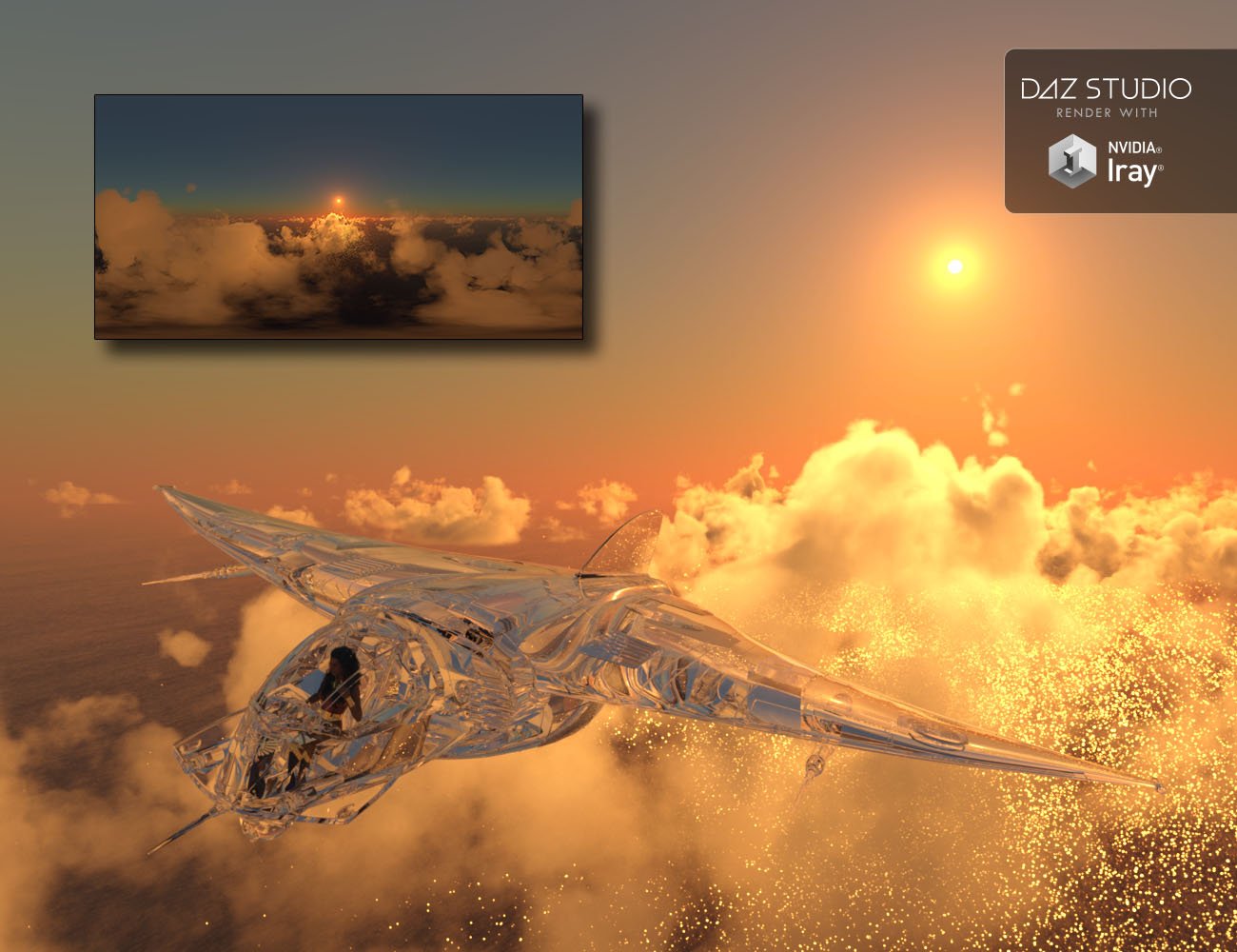 Fantasy IBL - Above the Clouds HDRI by: Denki Gaka, 3D Models by Daz 3D