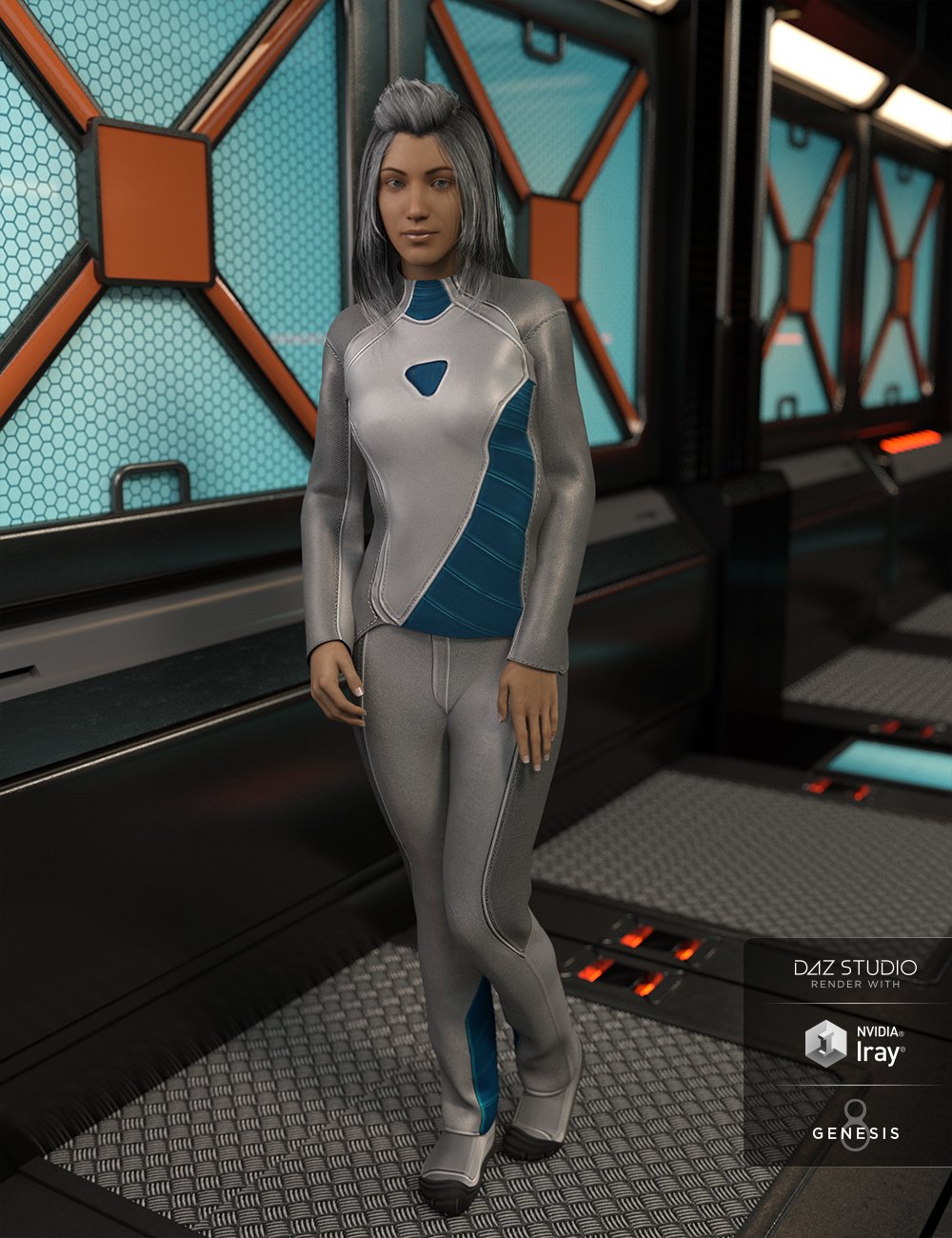 Space Explorer Uniform for Genesis 8 Female(s) by: Cichy3DShox-Design, 3D Models by Daz 3D