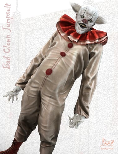Bad Clown Jumpsuit for Genesis 8 Male(s) by: BadKitteh Co, 3D Models by Daz 3D