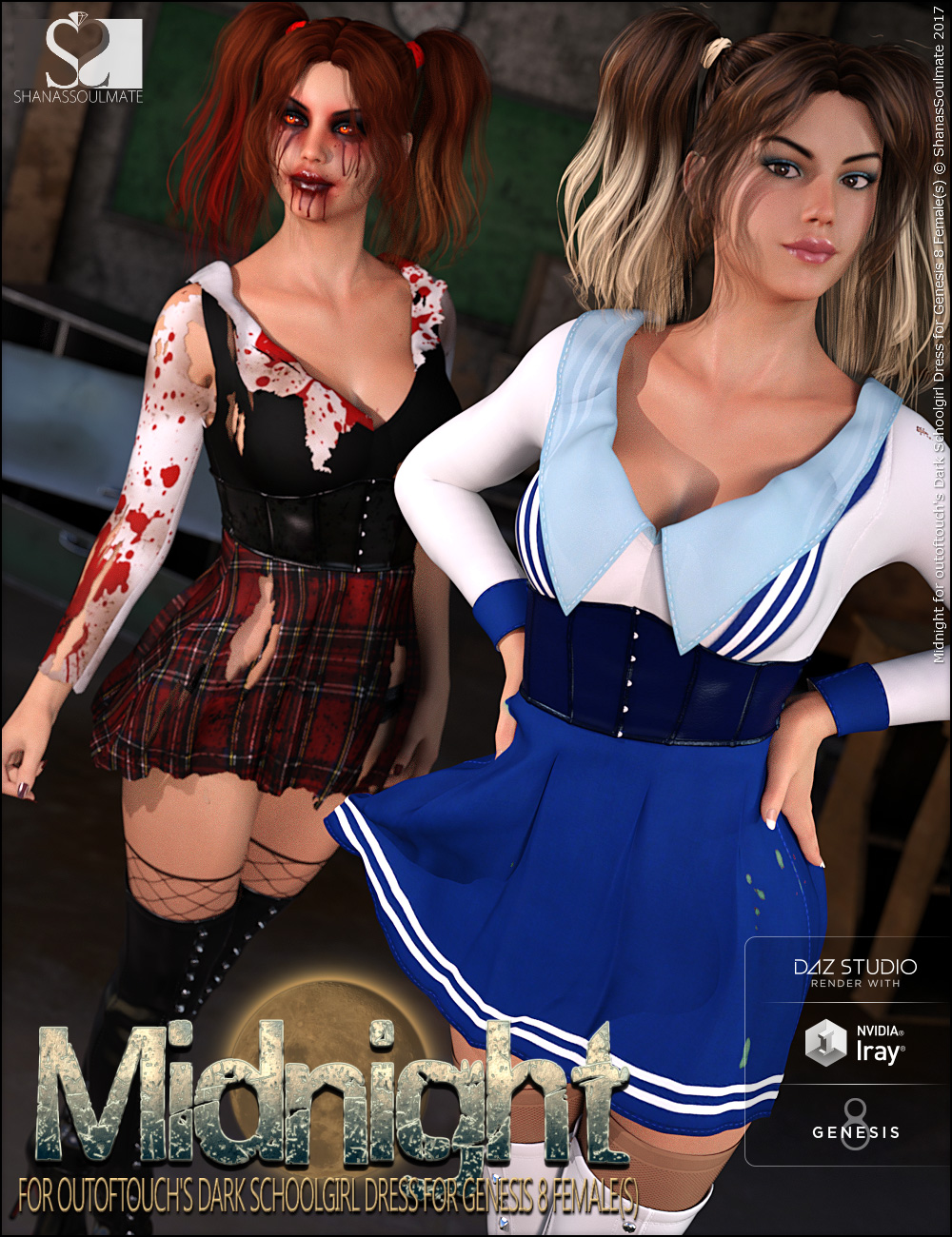 Dark Schoolgirl Dress Midnight Textures by: ShanasSoulmate, 3D Models by Daz 3D
