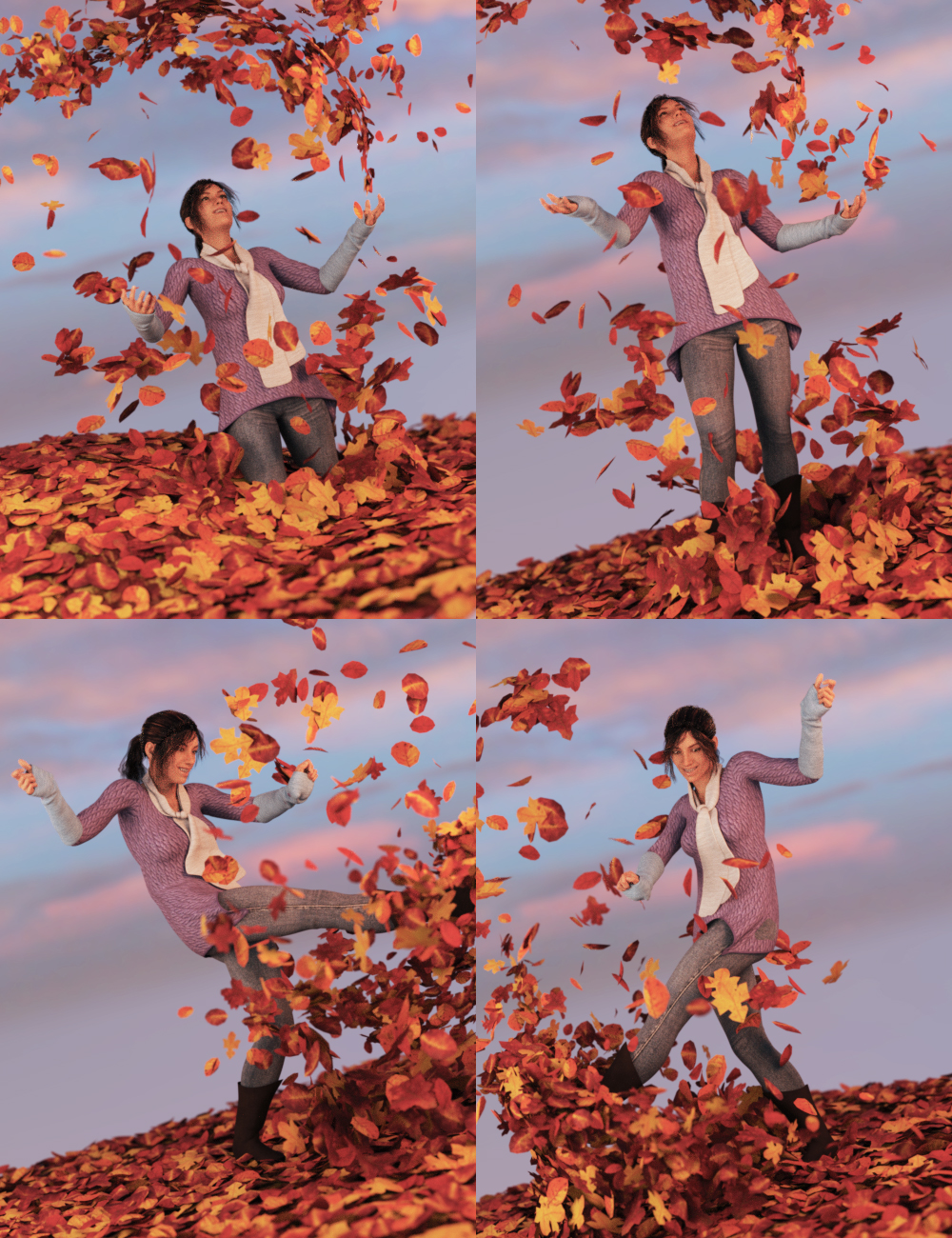 Autumnal Fun Poses for Genesis 8 Female Autumnal Fun Poses for Genesis 8 Female by: FeralFey, 3D Models by Daz 3D