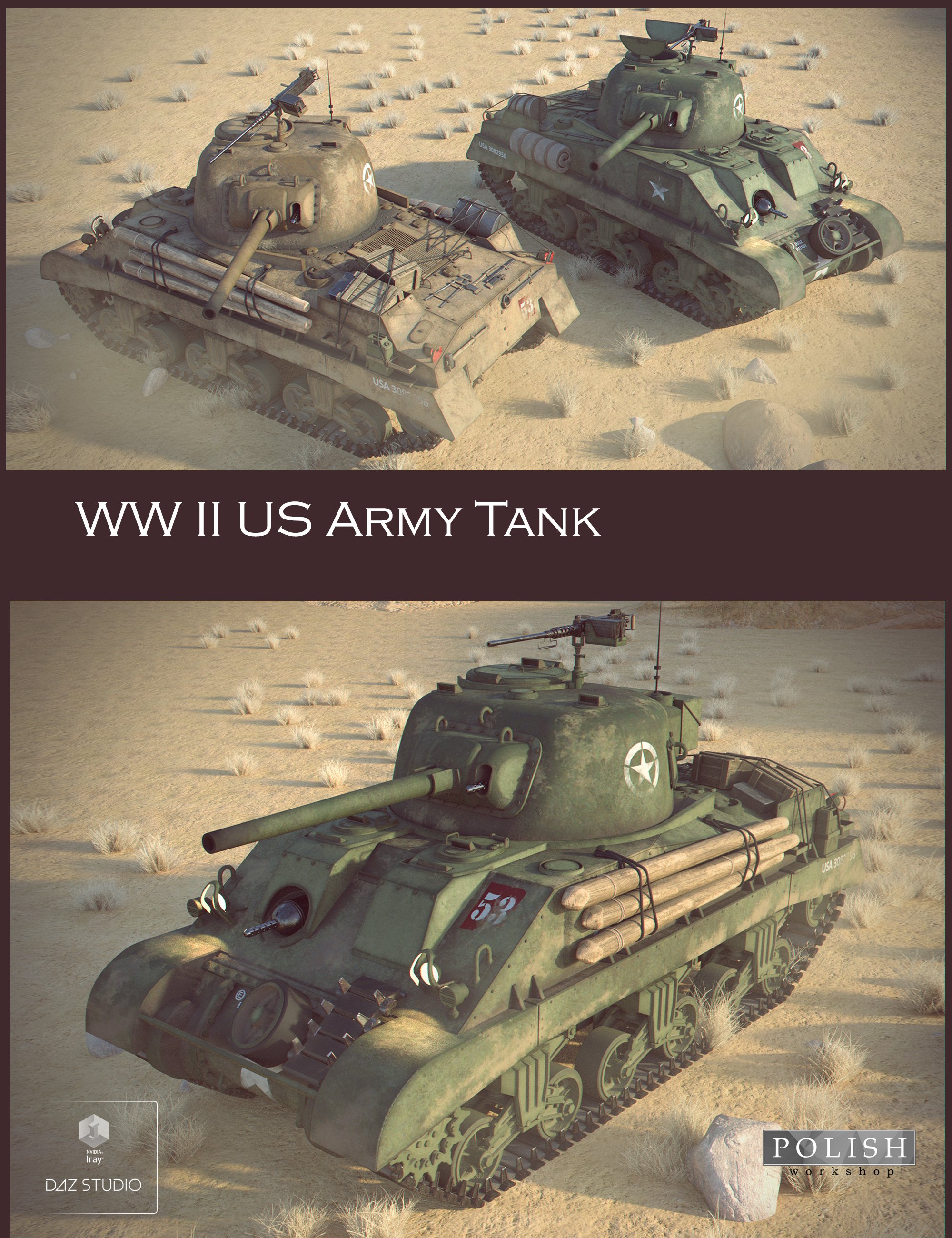 WW II US Army Tank by: Polish, 3D Models by Daz 3D