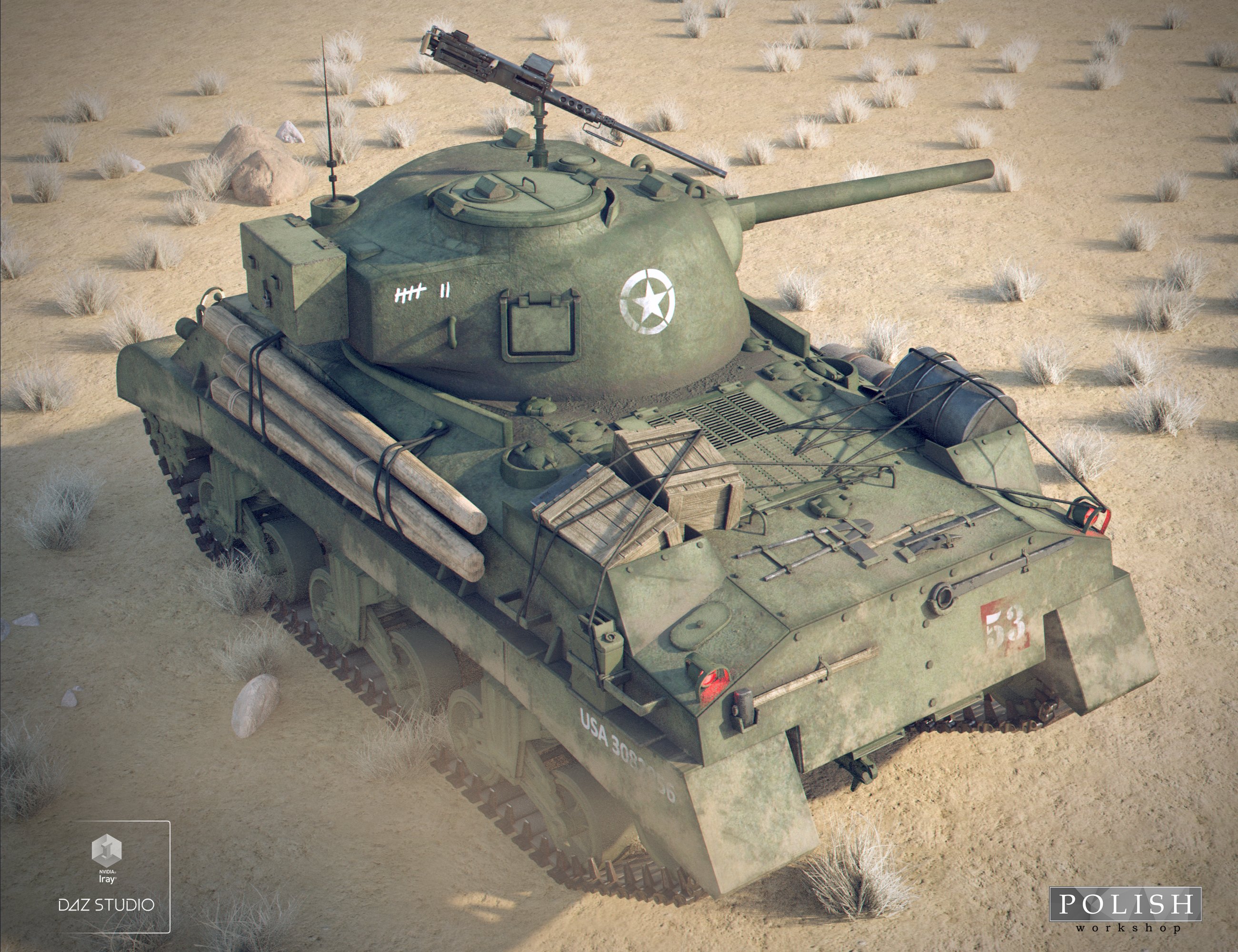 WW II US Army Tank WW II US Army Tank by: Polish, 3D Models by Daz 3D