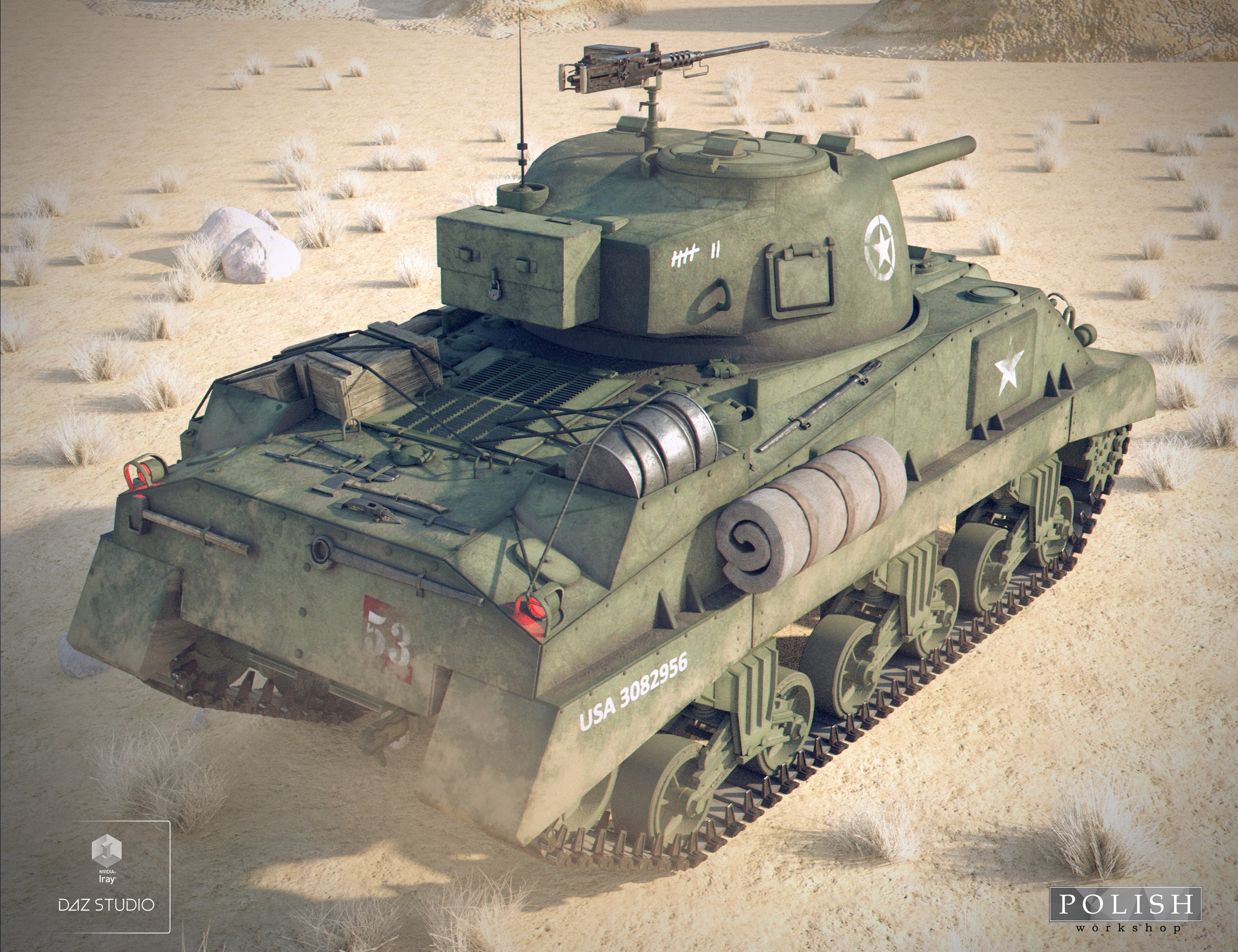 WW II US Army Tank by: Polish, 3D Models by Daz 3D