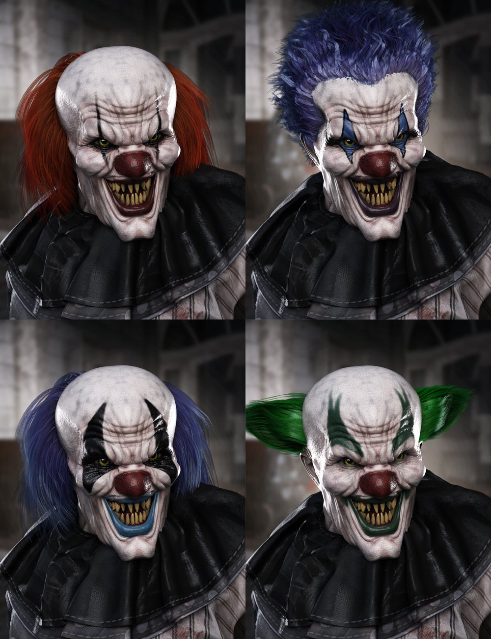 Evil Clown HD for Genesis 8 Male by: Josh Crockett, 3D Models by Daz 3D