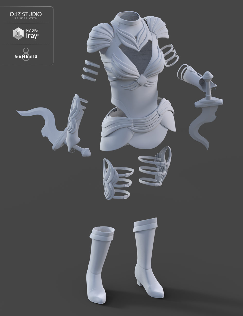 Gemini Warrior Outfit for Genesis 8 Female(s) by: ArienNikisatez, 3D Models by Daz 3D