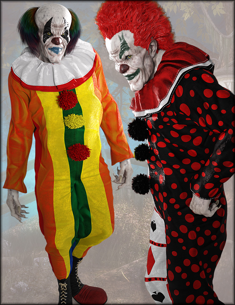 Bad Clown Clothing and Hair Textures by: Shox-Design, 3D Models by Daz 3D
