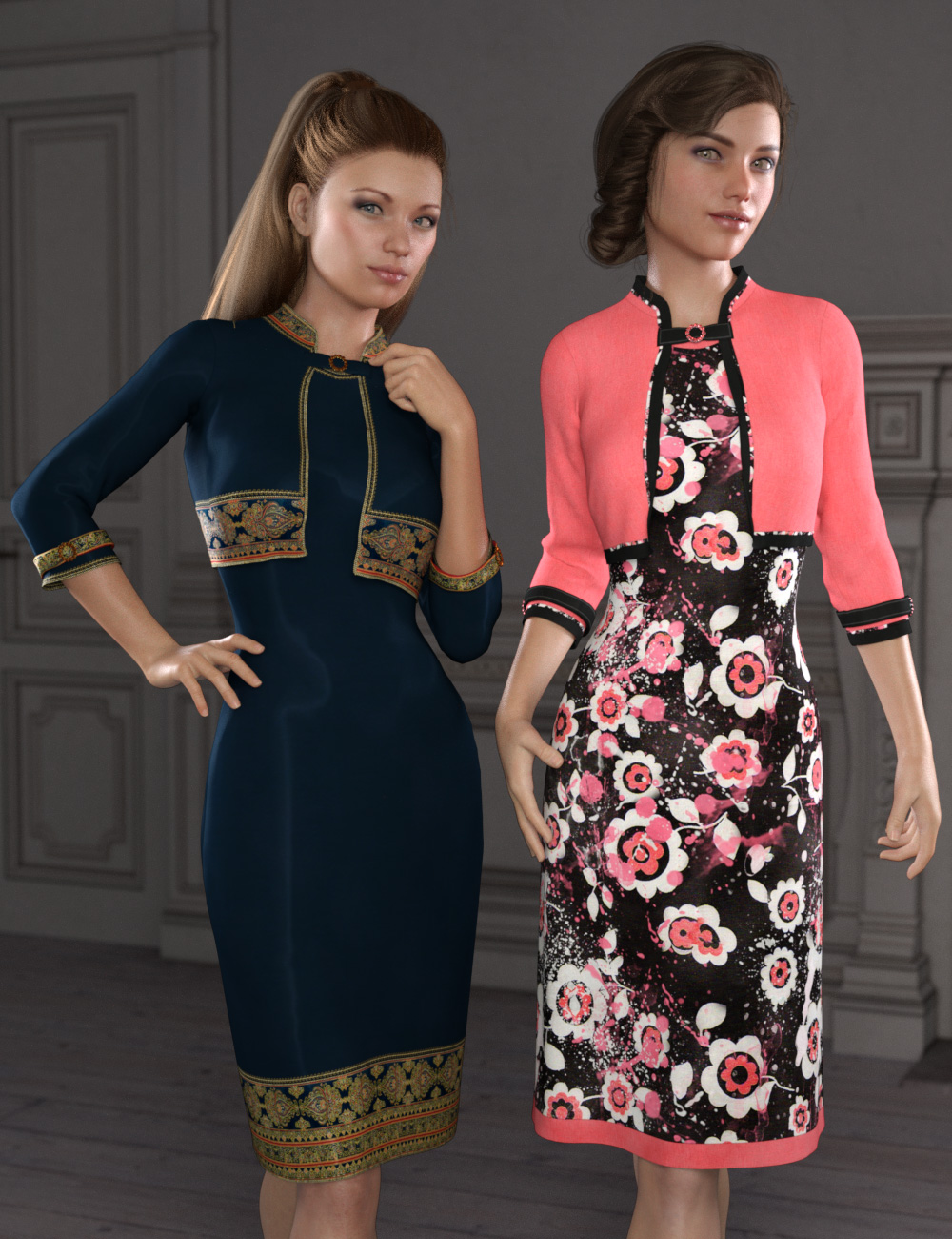 dForce Little Red Dress Texture Add-on by: esha, 3D Models by Daz 3D