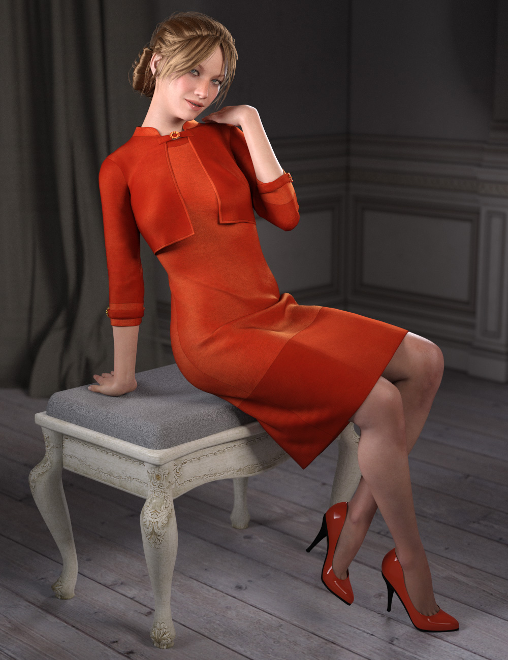 dForce Little Red Dress for Genesis 8 Female(s)