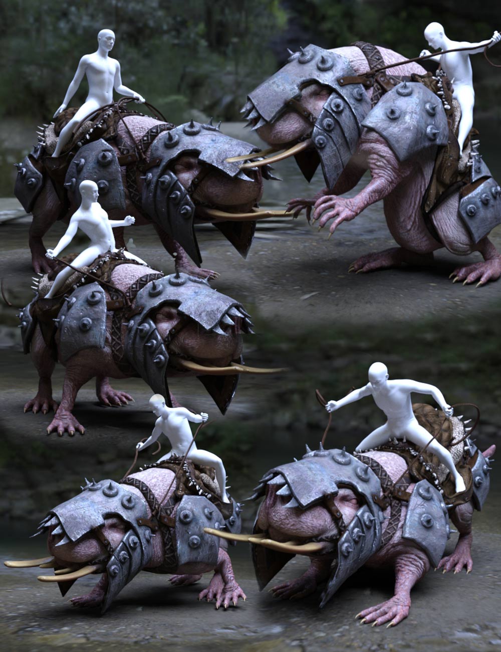 War Beasts: Burrogen Cavalry Poses and Accessories by: Sixus1 Media, 3D Models by Daz 3D