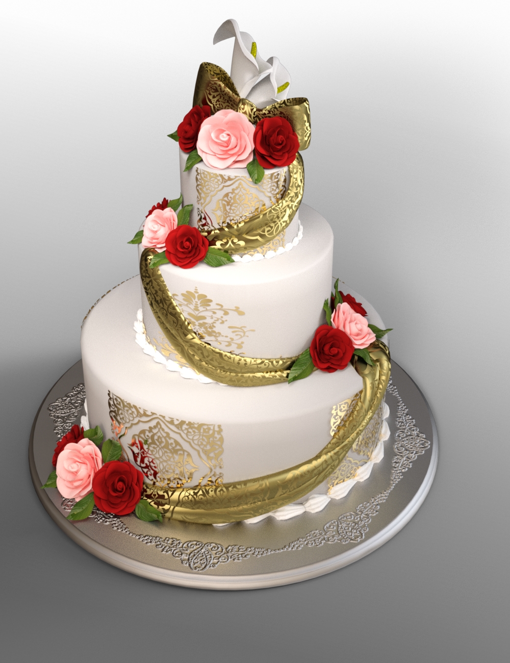 Classy Wedding Cake set by: Neftis3D, 3D Models by Daz 3D