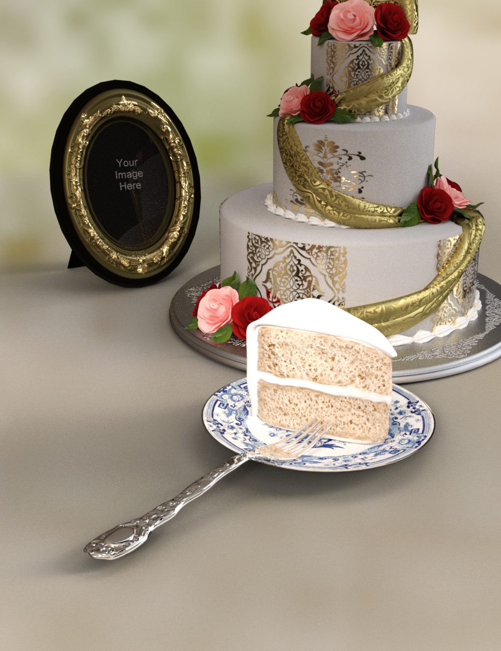 Classy Wedding Cake set by: Neftis3D, 3D Models by Daz 3D