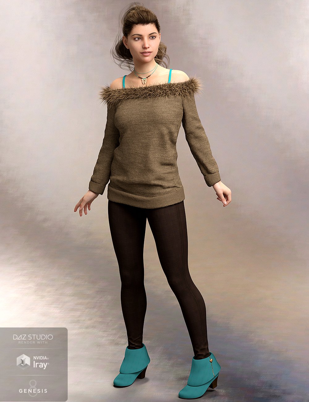 Cozy Sweater Outfit for Genesis 8 Female(s) by: Ryverthorn, 3D Models by Daz 3D