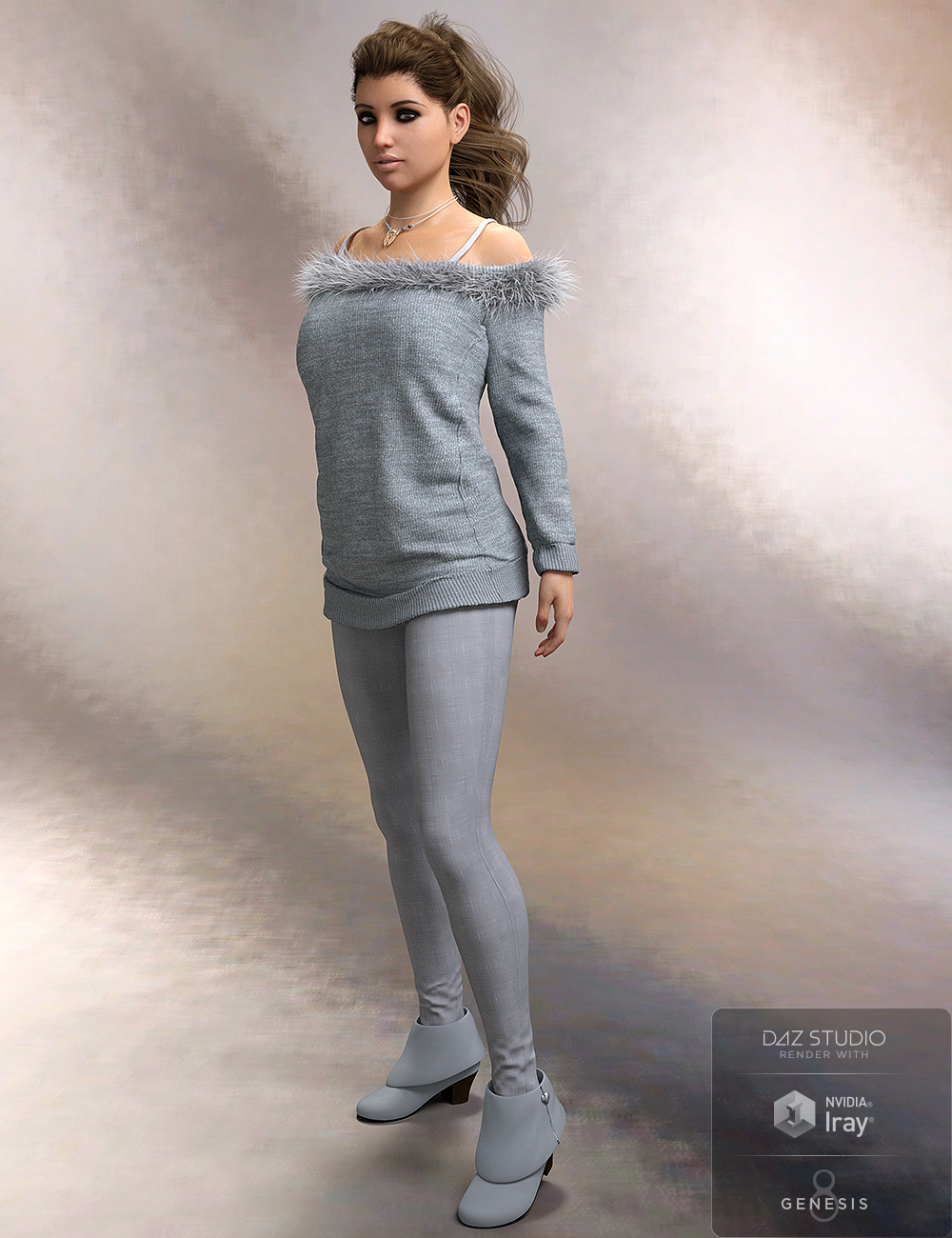 Cozy Sweater Outfit for Genesis 8 Female(s) by: Ryverthorn, 3D Models by Daz 3D