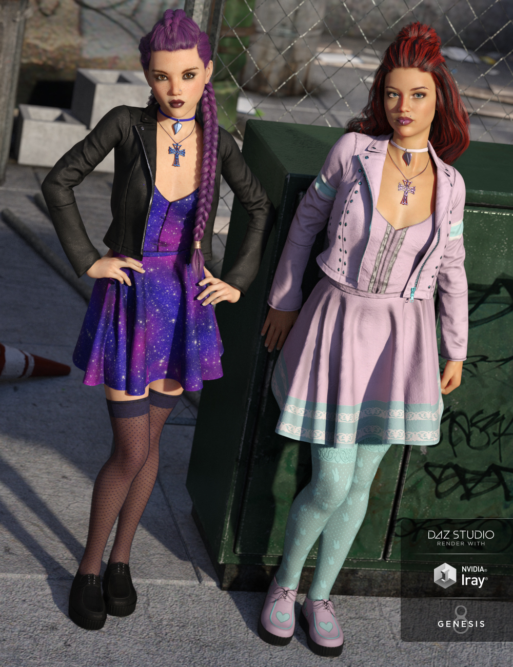 Pastel Goth Outfit Textures by: , 3D Models by Daz 3D