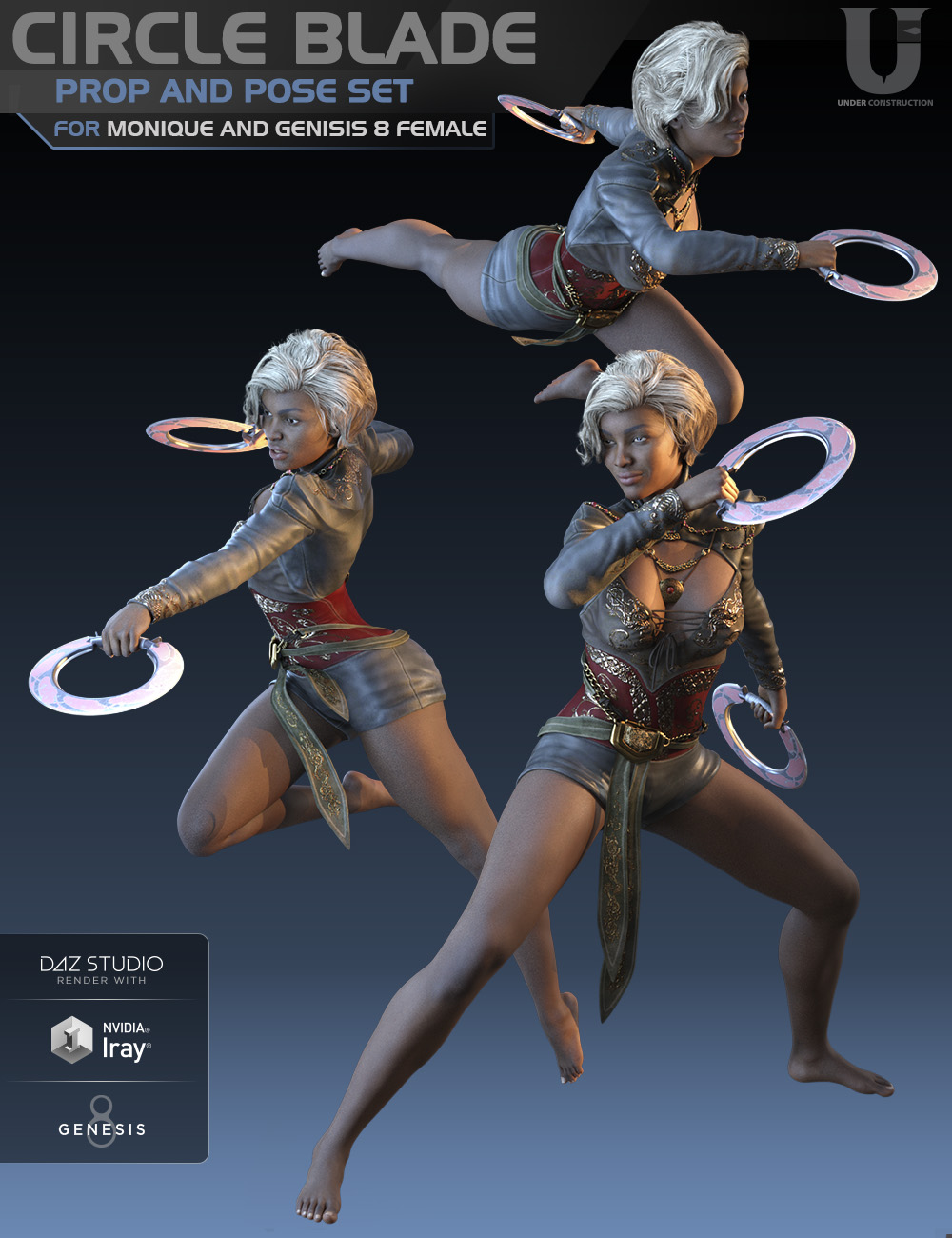 Circle Blade Pose Set and Prop for Monique 8 and Genesis 8 Female by: UnderConstruction, 3D Models by Daz 3D