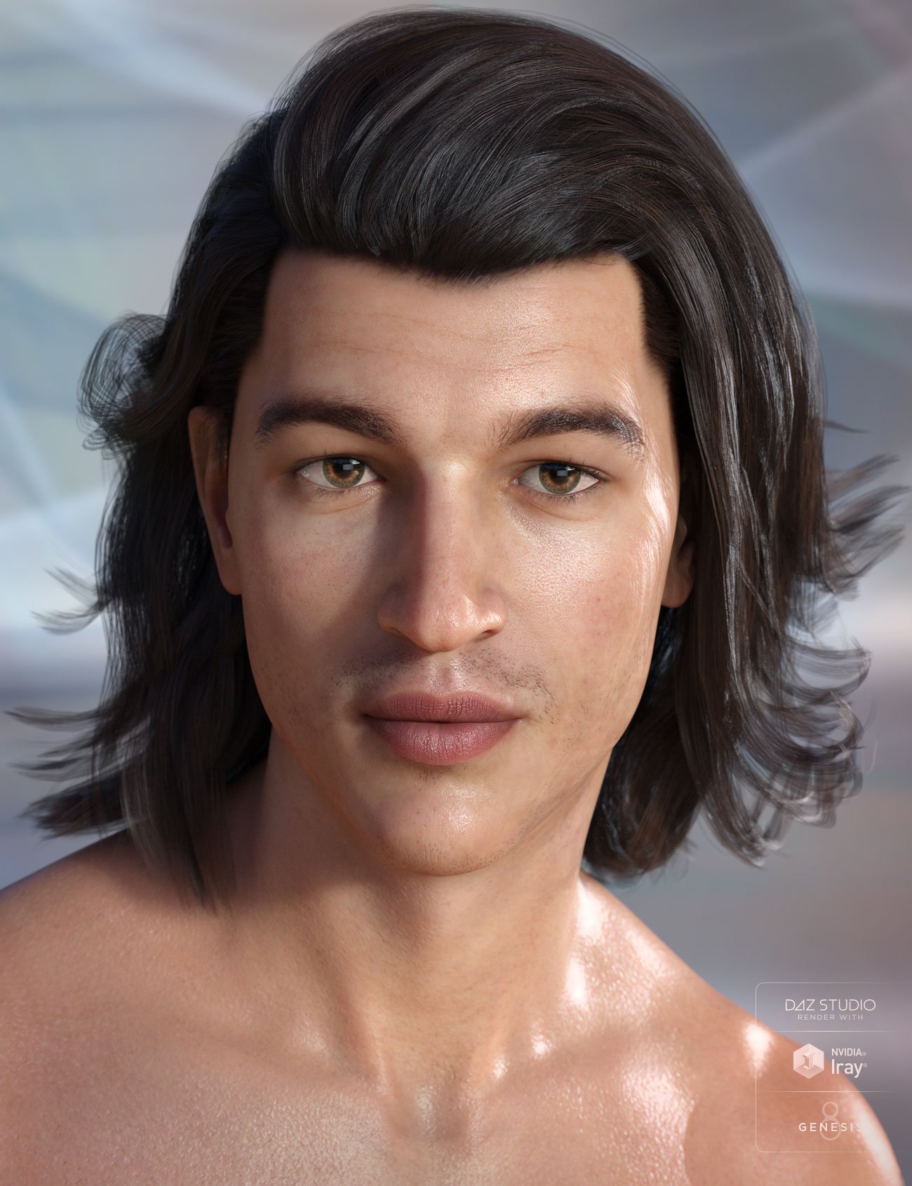 Osher Hair for Genesis 3 & 8 Male(s) by: AprilYSH, 3D Models by Daz 3D