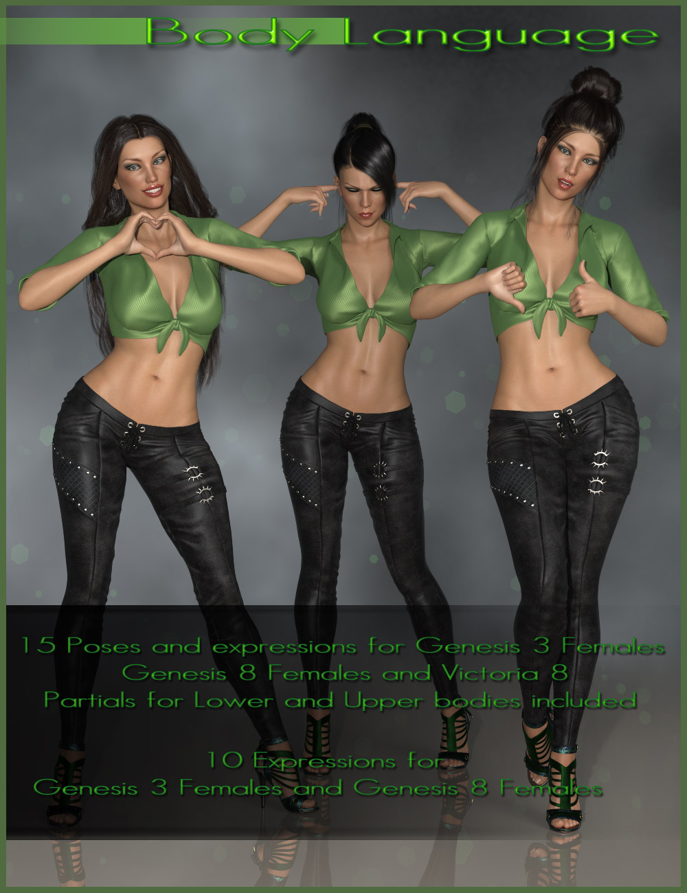 Body Language - Poses and Expressions for Genesis 3 and 8 Female(s) by: ilona, 3D Models by Daz 3D